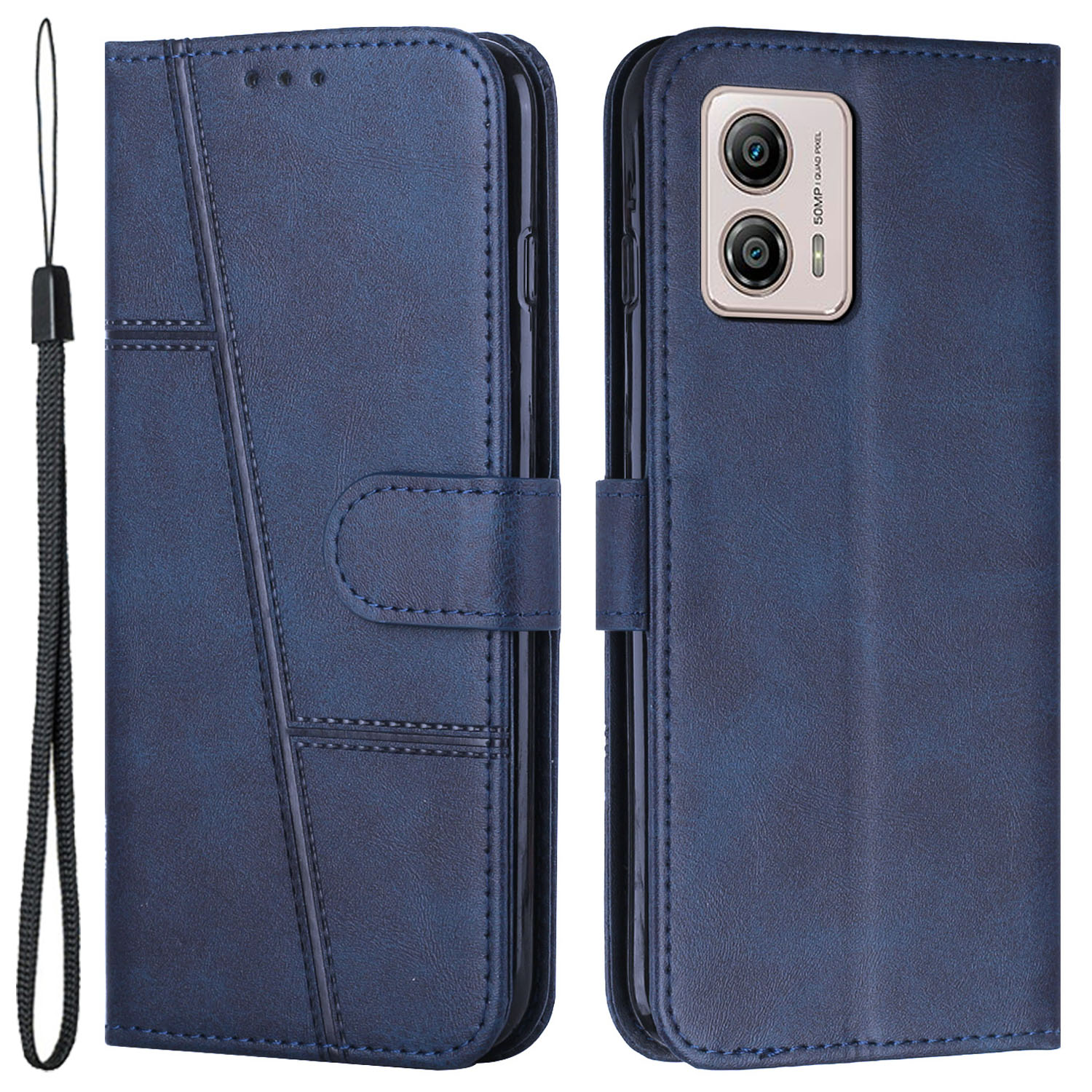 

Für Motorola Moto G73 5G Leder -telefonhülle Brieftasche Telefonständer Cover - Saphir, Motorola Moto G73 5G