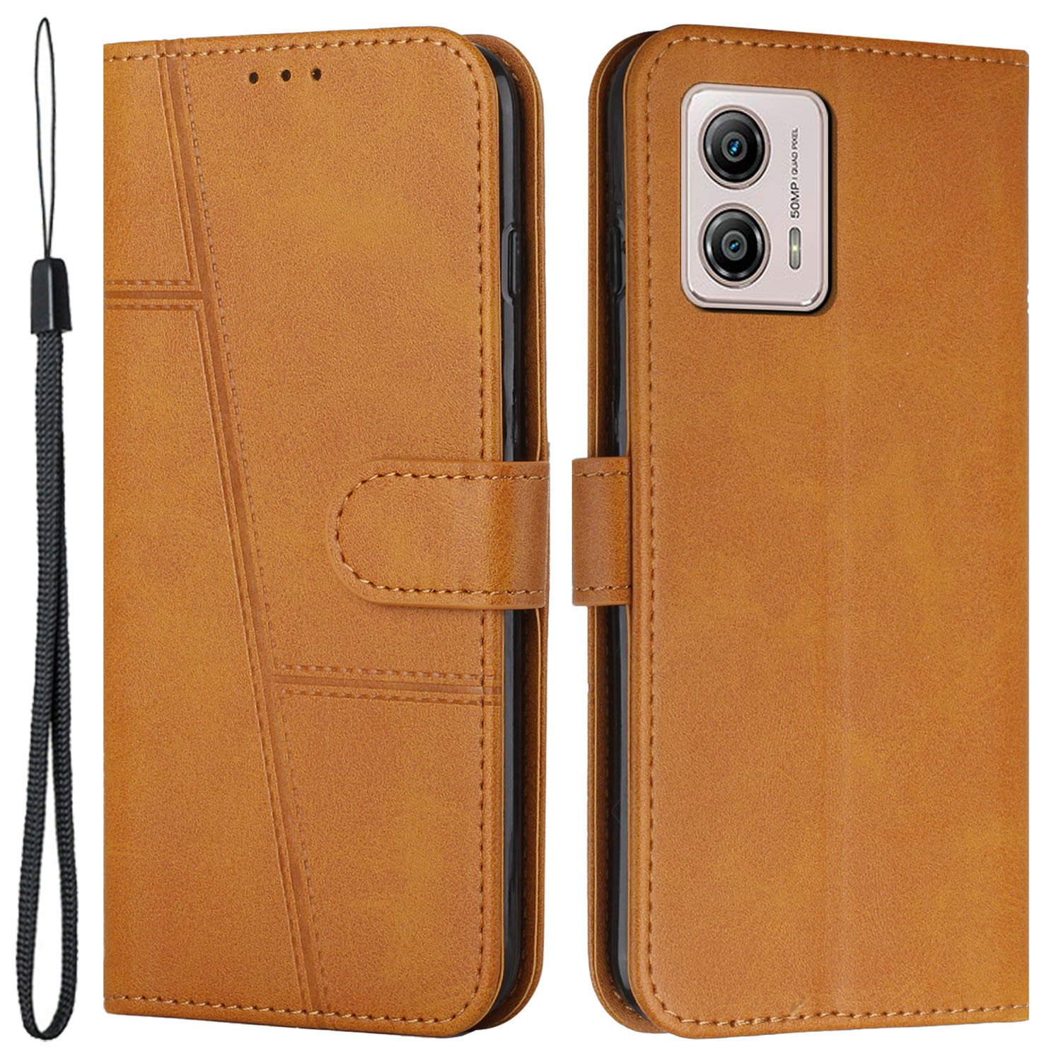 

Für Motorola Moto G73 5G Leder -telefonhülle Brieftasche Telefonständer Cover - Gelb, Motorola Moto G73 5G