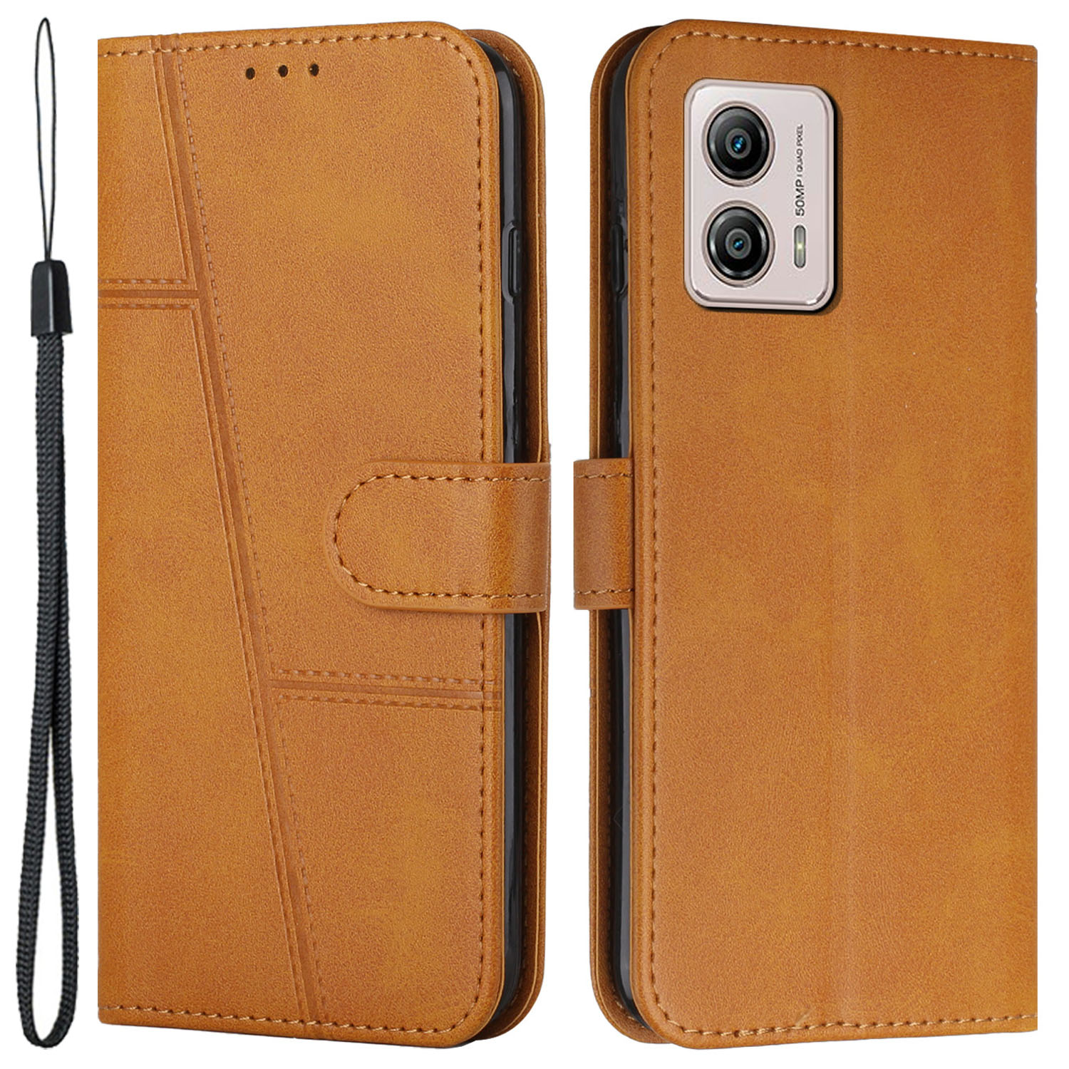 

Für Motorola Moto G53 5G / G13 4G / G23 4G Wallet Stand Phone Hülle PU Leder Handyabdeckung - Gelb, Motorola Moto G53 5G