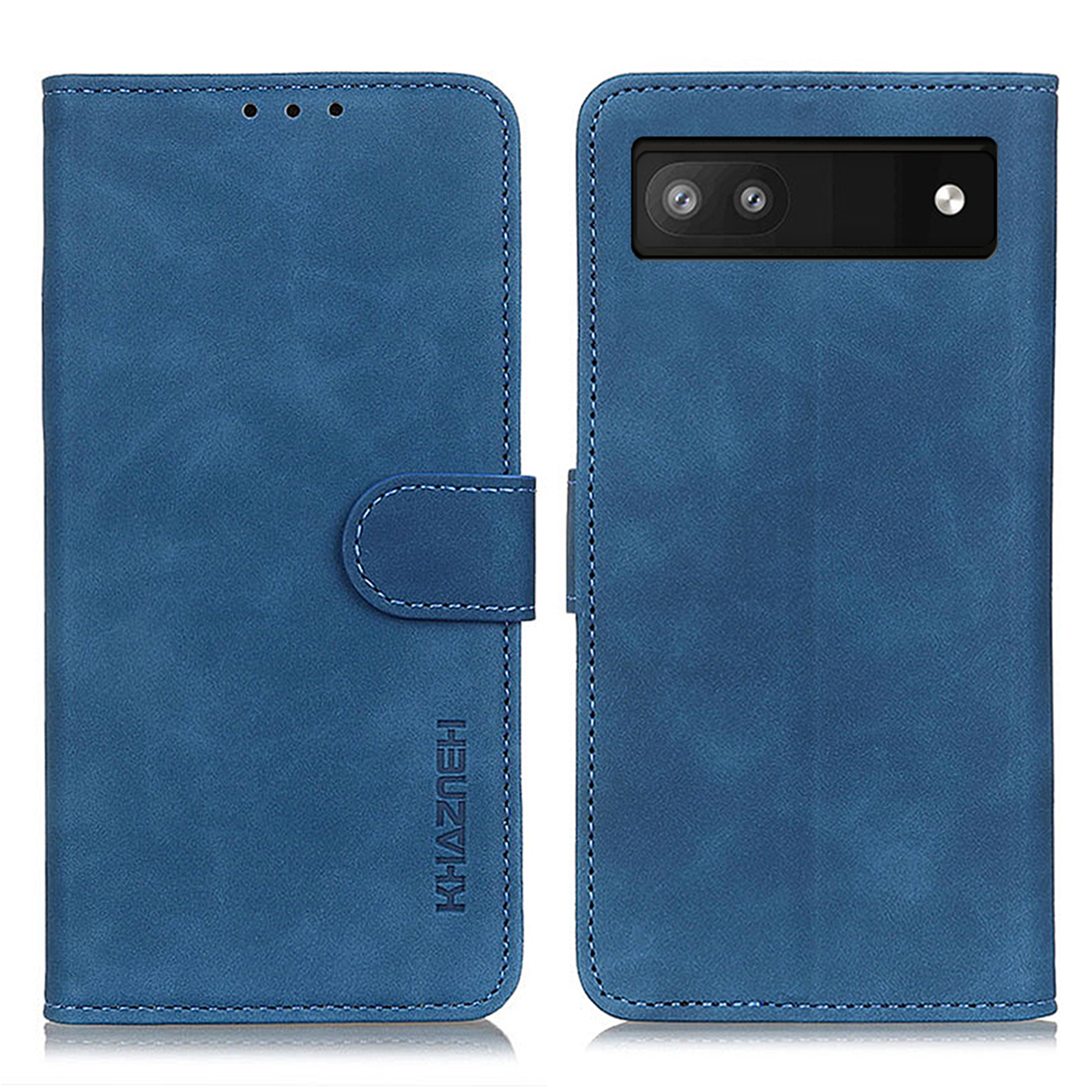 

Khazneh Für Google Pixel 7a Phone Leder Hülle Retro Texture Telefonabdeckung Mit Stand Wallet - Blau, Google Pixel 7a