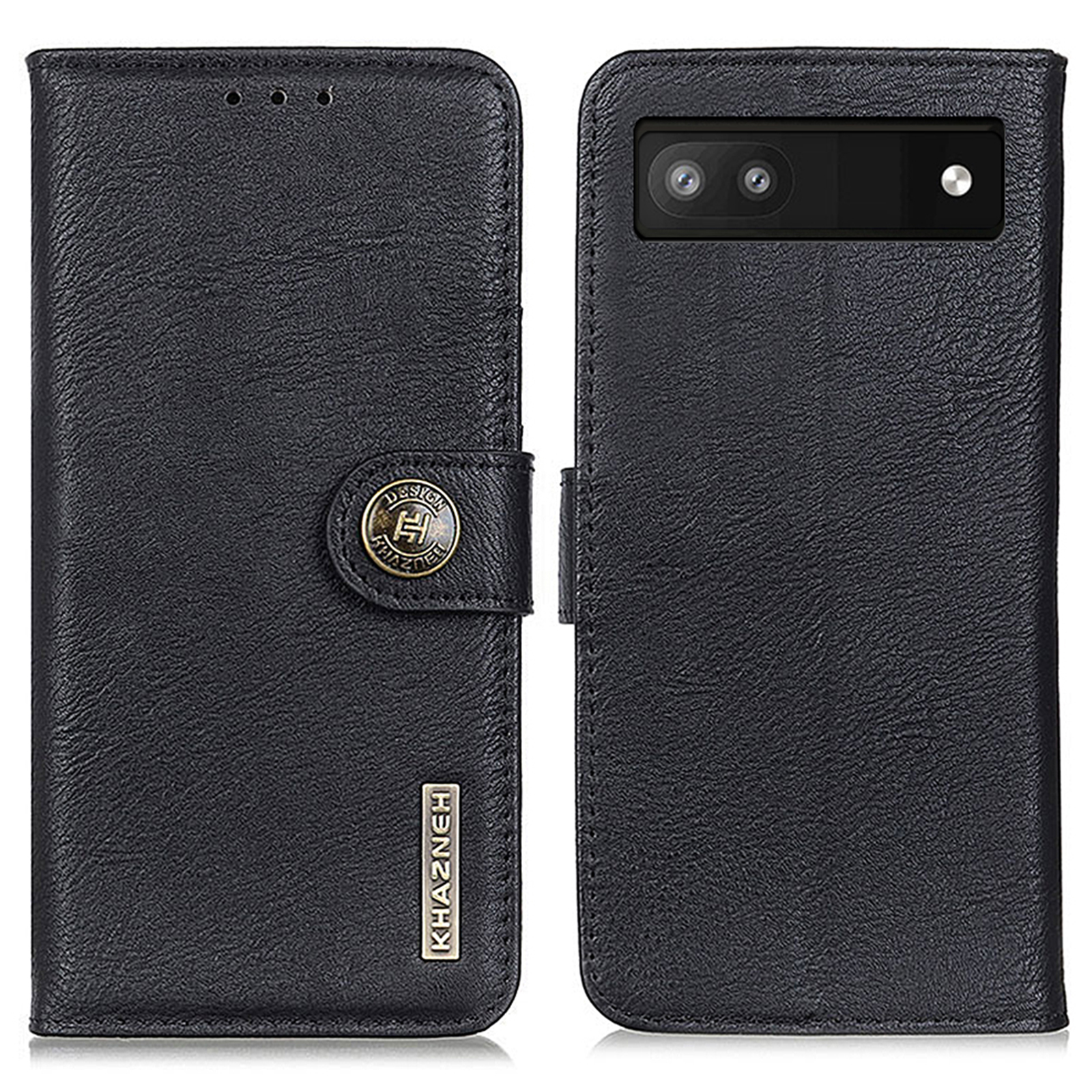 

Khazneh Für Google Pixel 7a Stand Leder Telefonabdeckung Cowide Textur Telefon Wallet Hülle - Schwarz, Google Pixel 7a