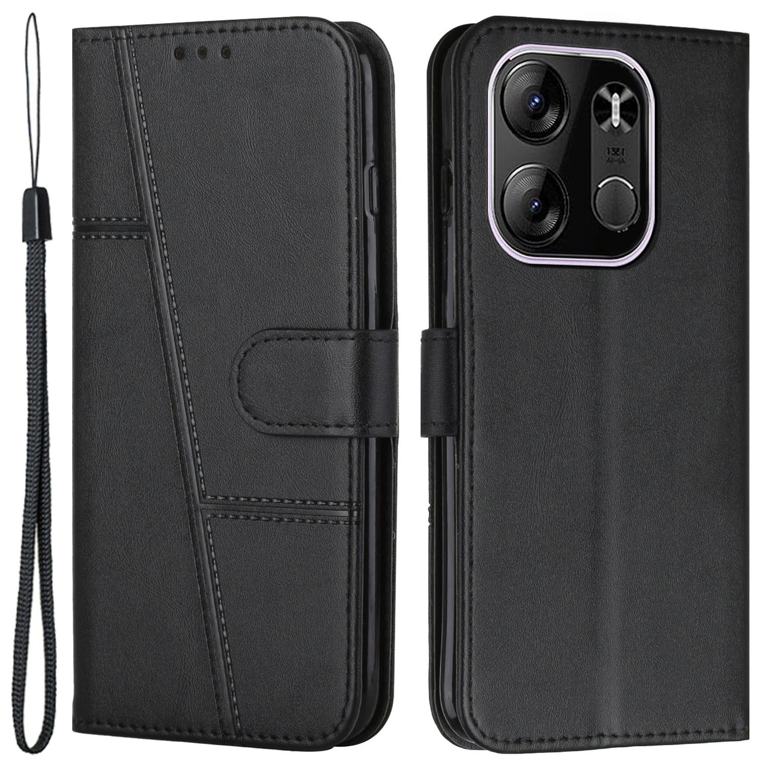

Für Tecno Spark Go 2023 4G Wallet Phone Hülle Ständer PU Leder Schutz Telefonabdeckung - Schwarz, Tecno Spark Go 2023 4G