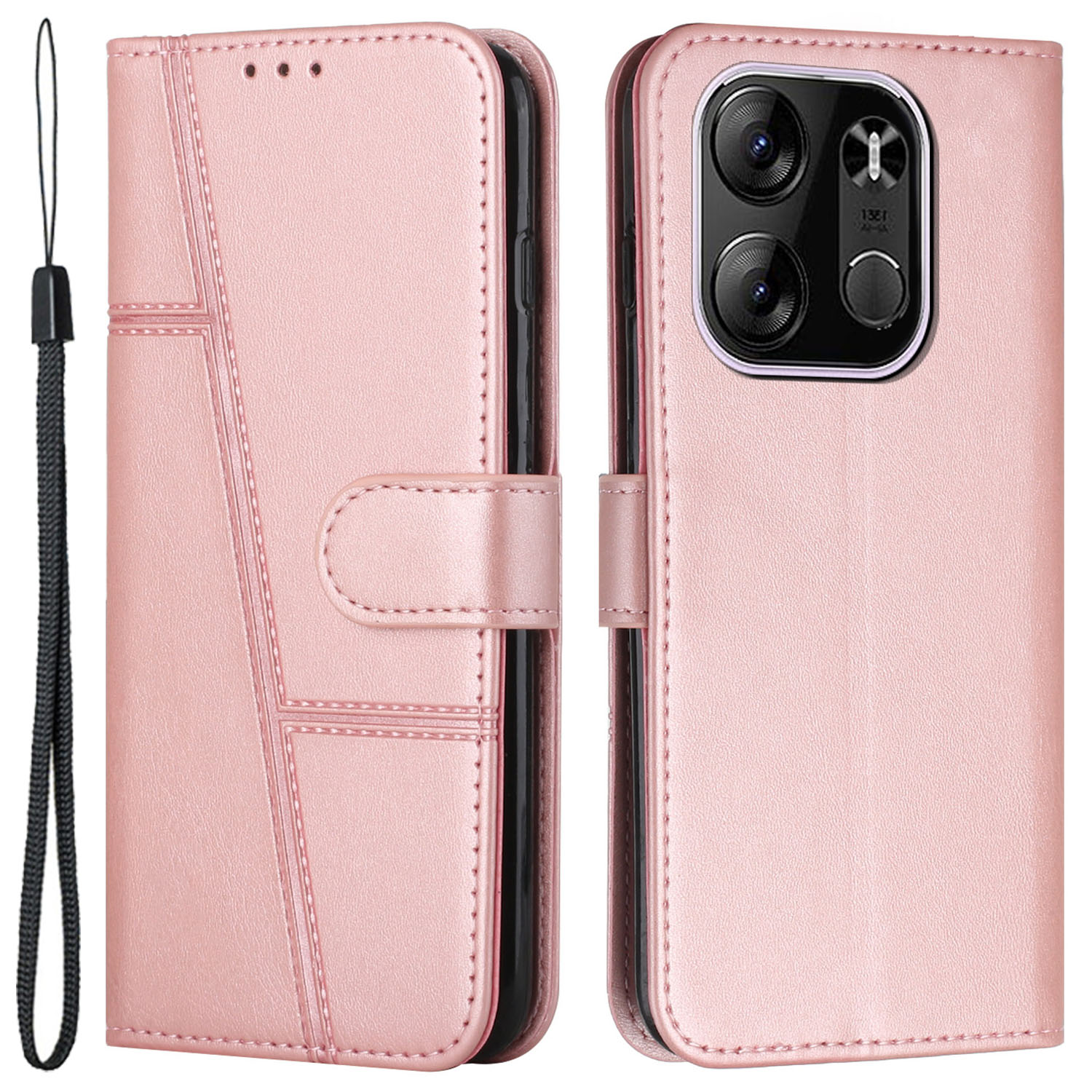 

Für Tecno Spark Go 2023 4G Wallet Phone Hülle Ständer PU Leder Schutz Telefonabdeckung - Roségold, Tecno Spark Go 2023 4G