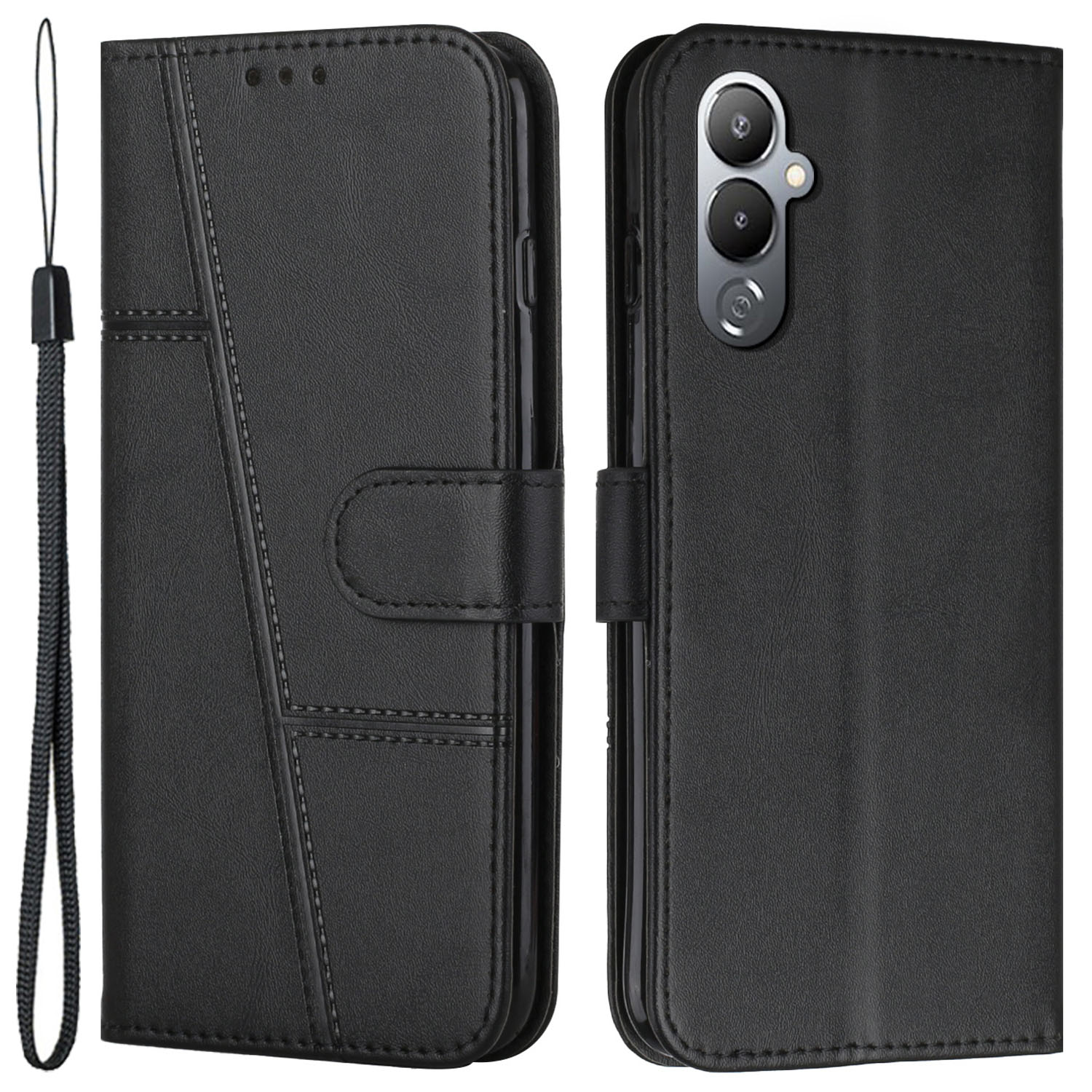 

Für Tecno Pova 4 4G PU Leder Schockdelie -telefonhülle Telefonabdeckung Mit Brieftaschenständer - Schwarz, Tecno Pova 4 4G