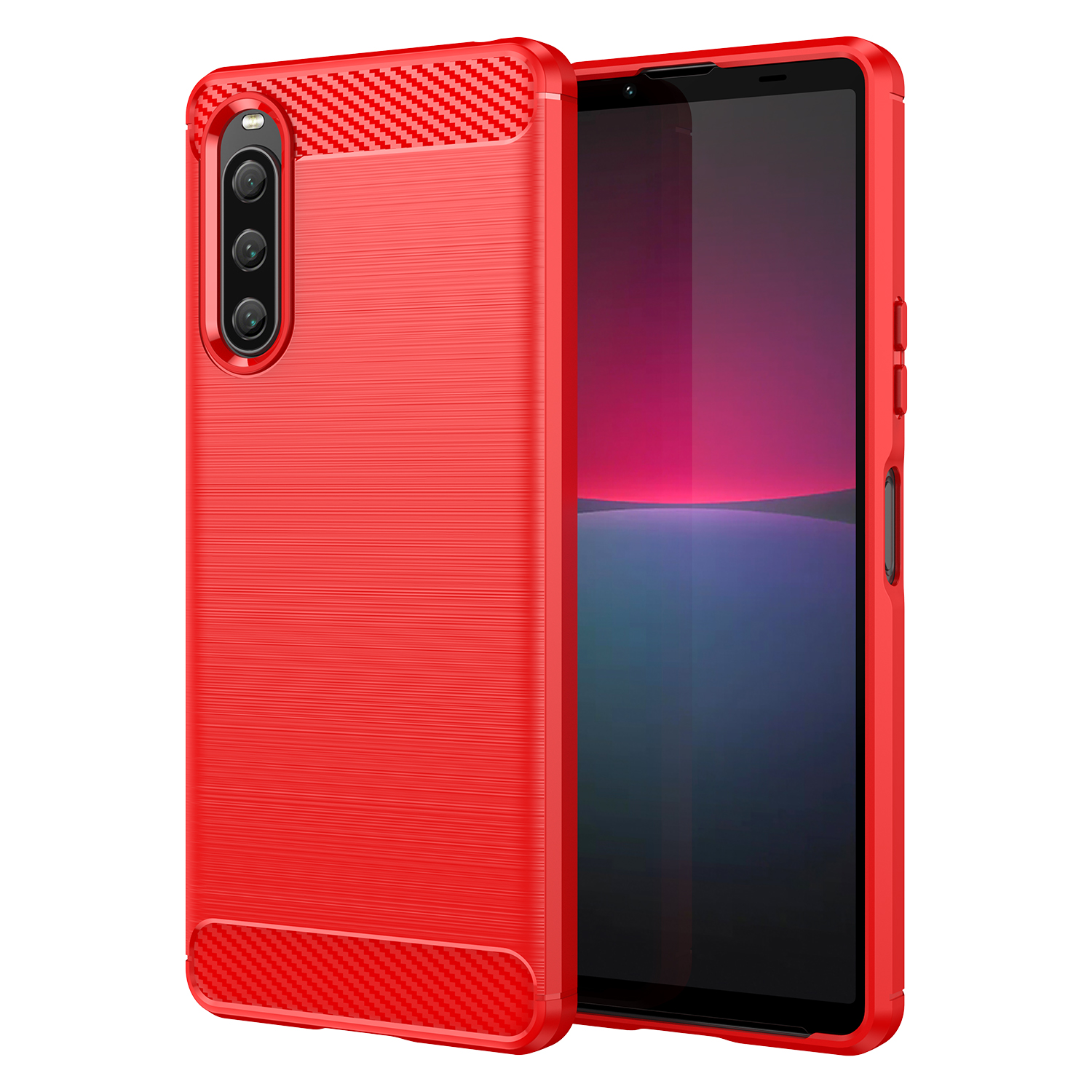 

Für Sony Xperia 10 V Weiche Kohlefaser -tpu -telefonhülle Gebürstete Mobiltelefonabdeckung - Rot, Sony Xperia 10 V