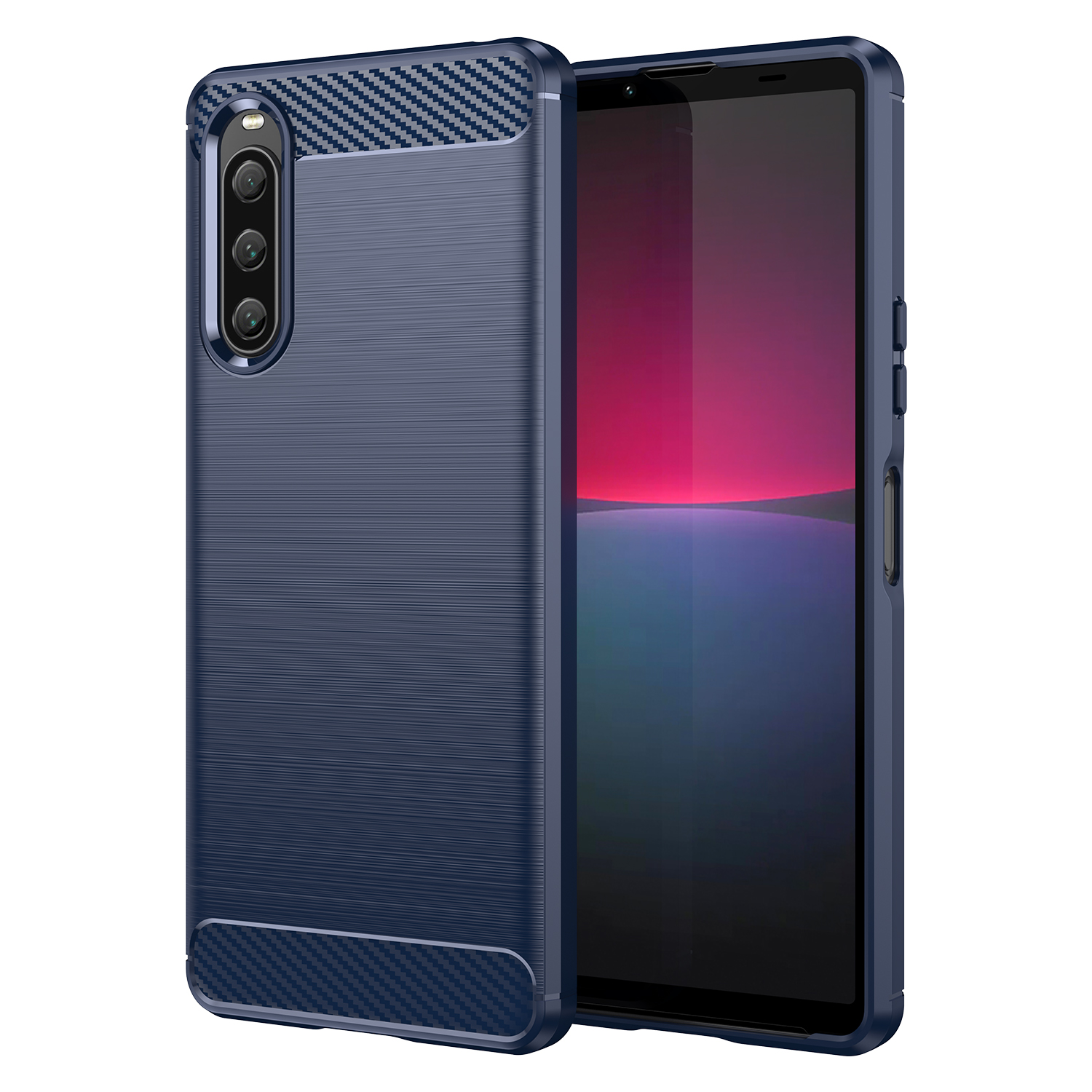 

Für Sony Xperia 10 V Weiche Kohlefaser -tpu -telefonhülle Gebürstete Mobiltelefonabdeckung - Blau, Sony Xperia 10 V