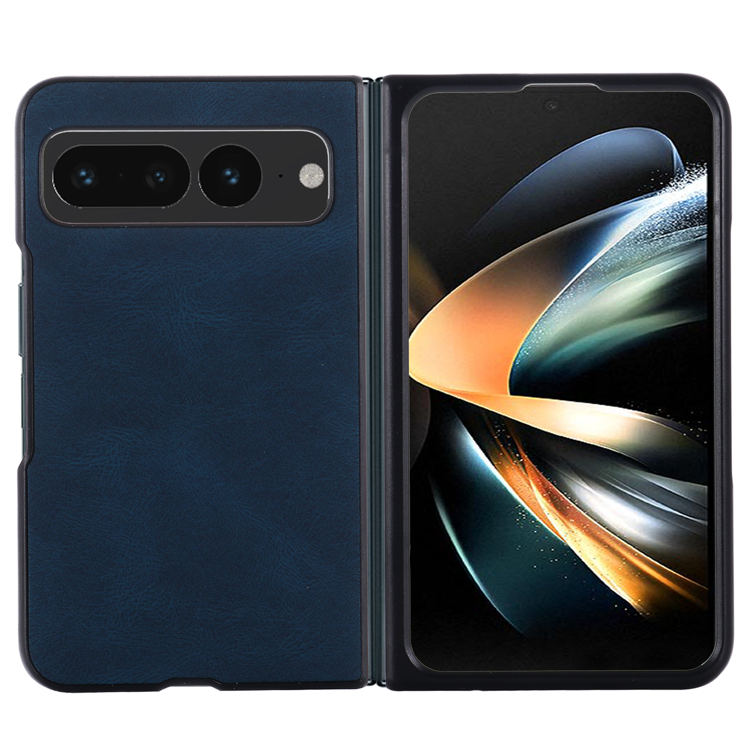 

Für Google Pixel Fold PU Leder Beschichtete Hard-pc-schutzhülle Drop-proof-telefonabdeckung - Blau, Google Pixel Fold