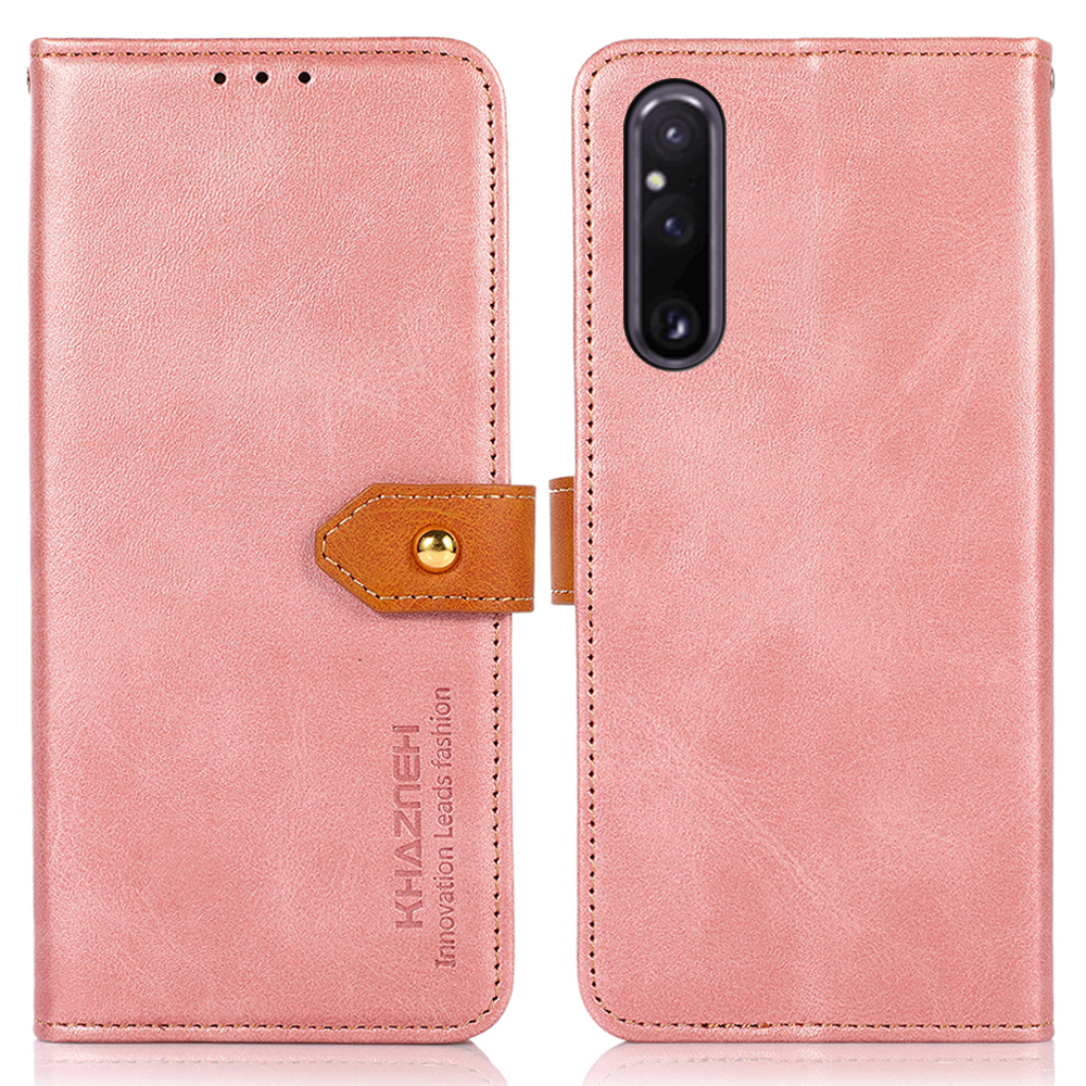 

Khazneh pu Leder Cowhide Textur Telefonhülle Für Sony Xperia 1 V Wallet Stand Telefonabdeckung - Roségold, Sony Xperia 1 V