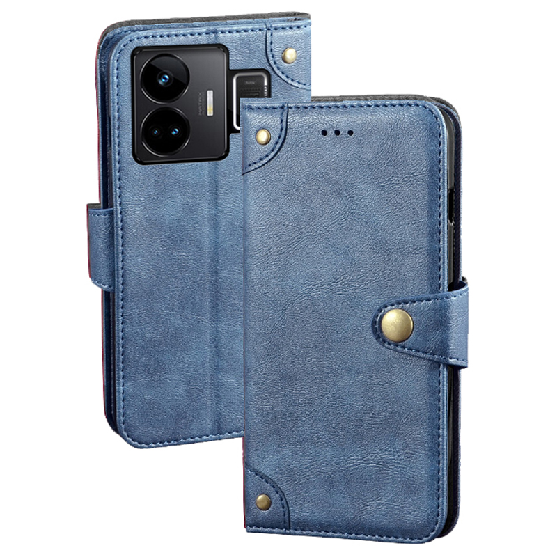 

IDEWEI Für Realme GT3 5G Handy Hülle Flip Leder Brieftaschen -handy -ständer Cover - Blau, Realme GT3 5G