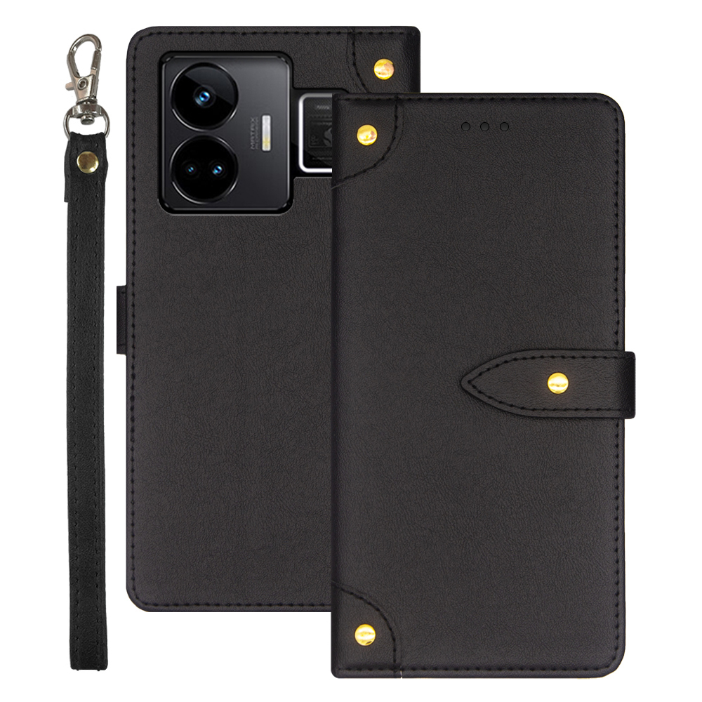 

IDEWEI Für Realme GT3 5G Schockdichtskarten -karten -slots Telefon Hülle Ständer Magnetische Telefonabdeckung - Schwarz, Realme GT3 5G