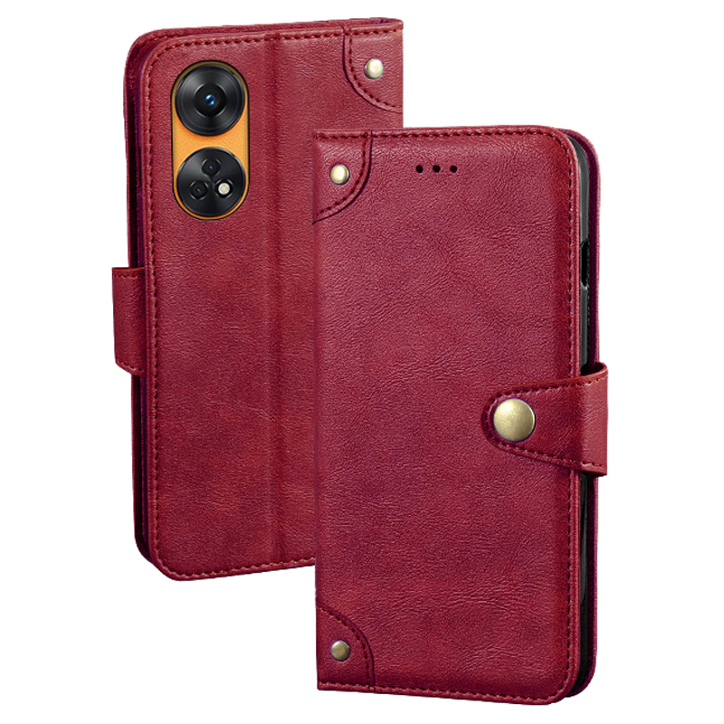 

IDEWEI -telefonabdeckung Für Oppo Reno8 T 4G Telefonhülle Flip Leder Brieftasche Smartphone Stand Shell - Rot, Oppo Reno8 T 4G