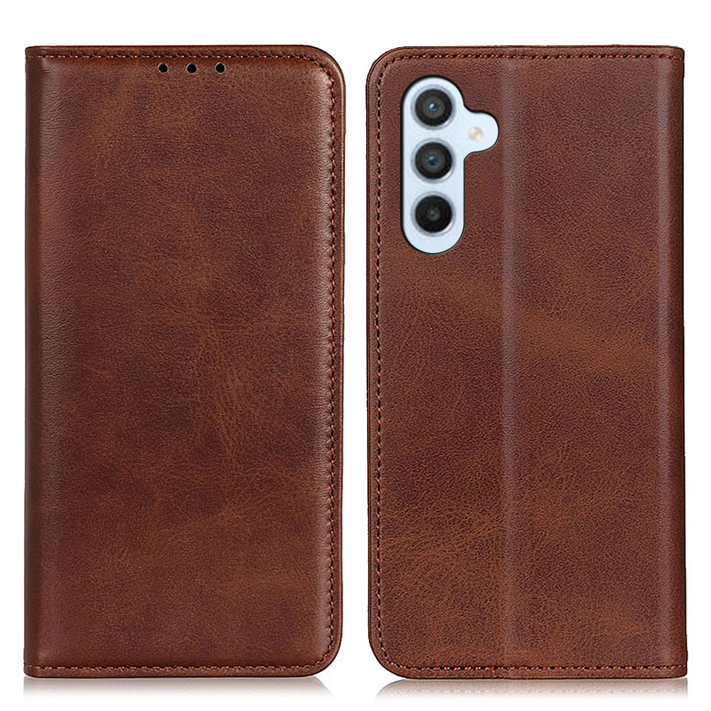 

Split Leather Phone Cover for Samsung Galaxy M14 5G , Wallet Stand Full Protection Phone Case - Coffee, Galaxy M14 5G