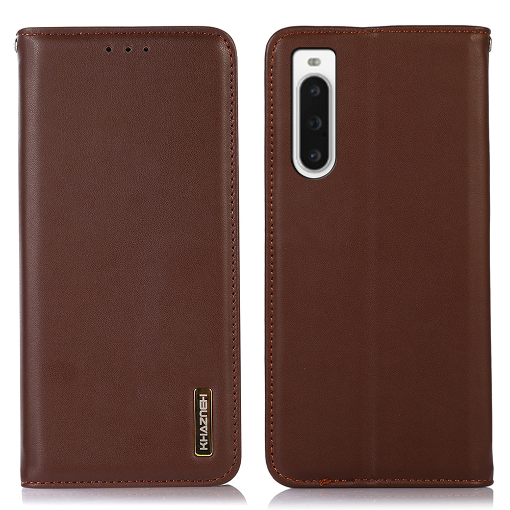 

Khazneh Für Sony Xperia 10 V Telefonhülle RFID Blockierende Brieftasche Echtes Kuhläden -leder -ständer Handyabdeckung - Braun, Sony Xperia 10 V