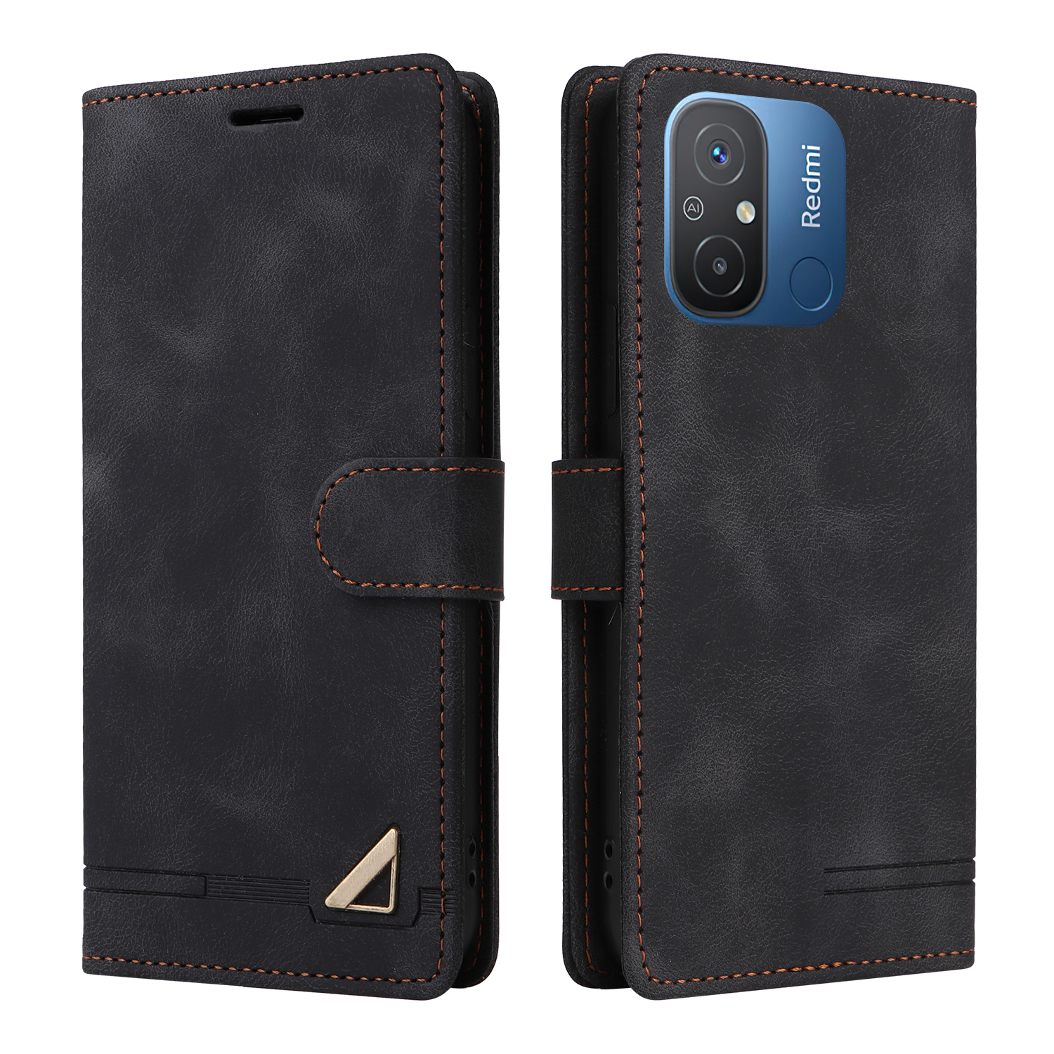 

PU Leder Flip Cover Für Xiaomi Redmi 12C 4G Wallet Phone Hülle 007 Serie Skin-Touch Schockdicht - Schwarz, Xiaomi Redmi 12C 4G