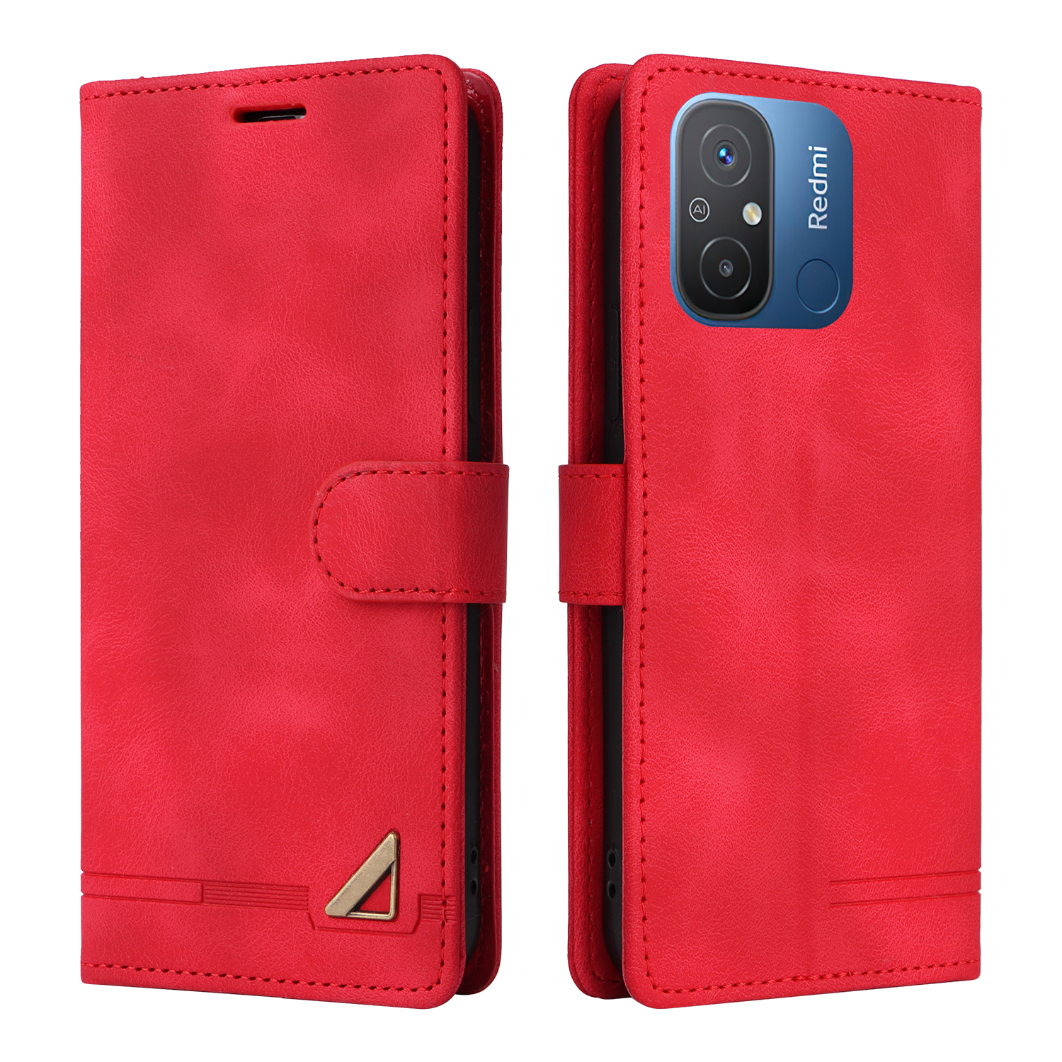 

PU Leder Flip Cover Für Xiaomi Redmi 12C 4G Wallet Phone Hülle 007 Serie Skin-Touch Schockdicht - Rot, Xiaomi Redmi 12C 4G