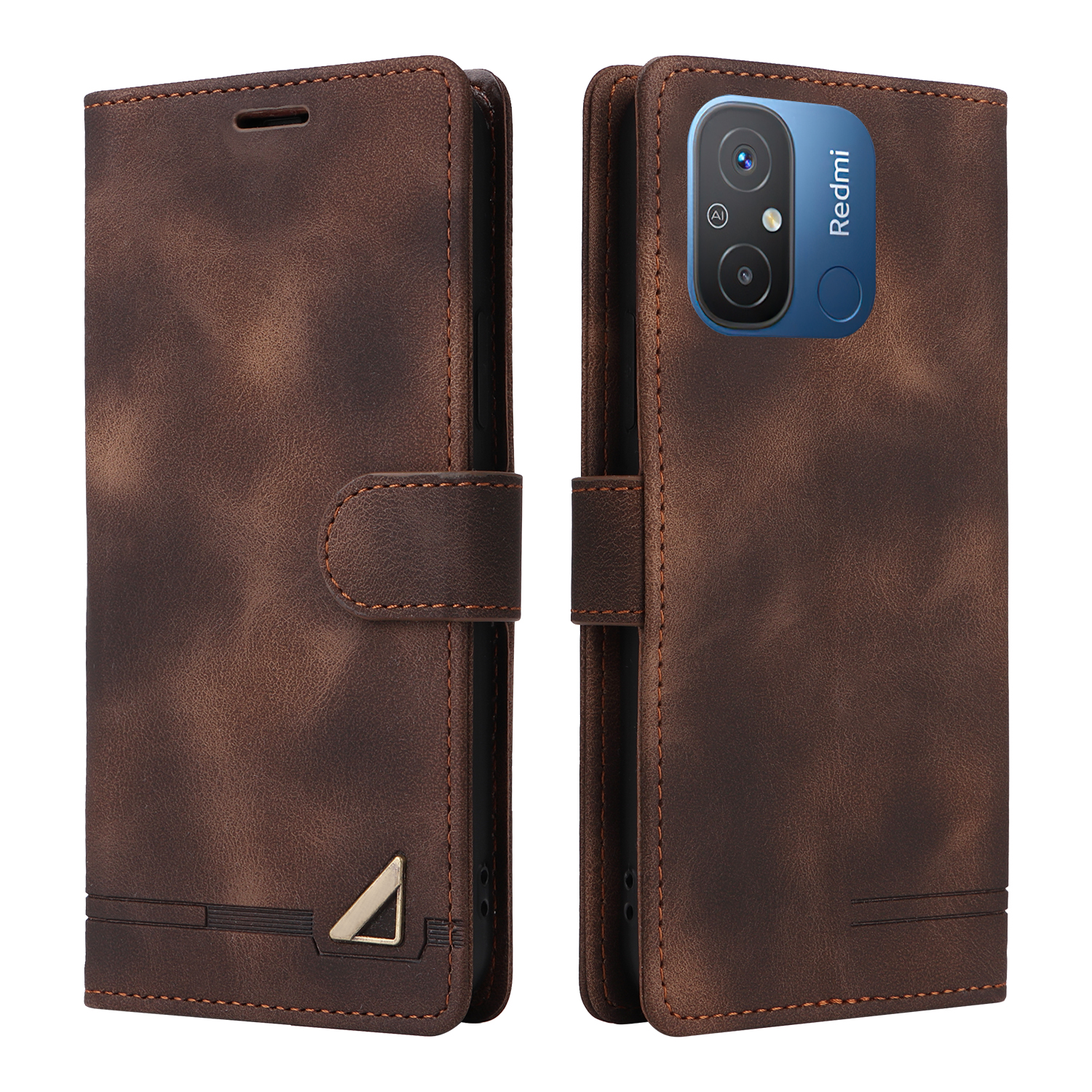 

PU Leder Flip Cover Für Xiaomi Redmi 12C 4G Wallet Phone Hülle 007 Serie Skin-Touch Schockdicht - Braun, Xiaomi Redmi 12C 4G