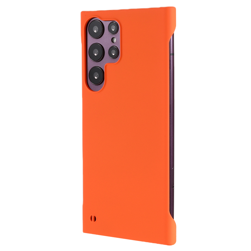 

For Samsung Galaxy S22 Ultra 5G Skin-touch Frameless Phone Case Hard PC Phone Cover - Orange, Galaxy S22 Ultra 5G