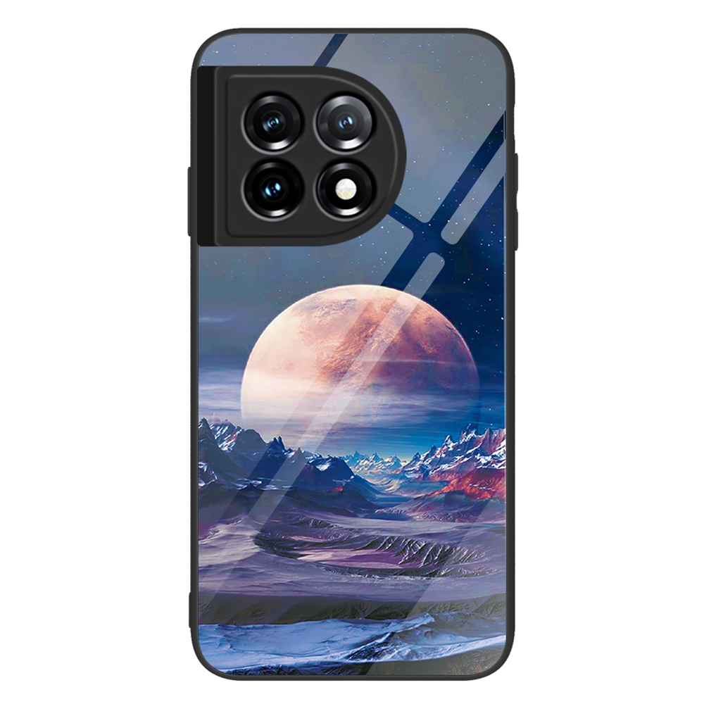 

Für OnePlus 11 5g-musterdruckendruck Anti-kratzer-telefonhülle Temperierte Glas+pc+tpu-mobiltelefonabdeckung - Weißer Planet, OnePlus 11 5G