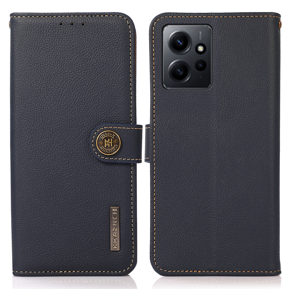 

Khazneh Für Xiaomi Redmi Note 12 4G Wallet Phone Hülle RFID Blockierende Echte Leder -handyabdeckung - Blau, Xiaomi Redmi Note 12 4G