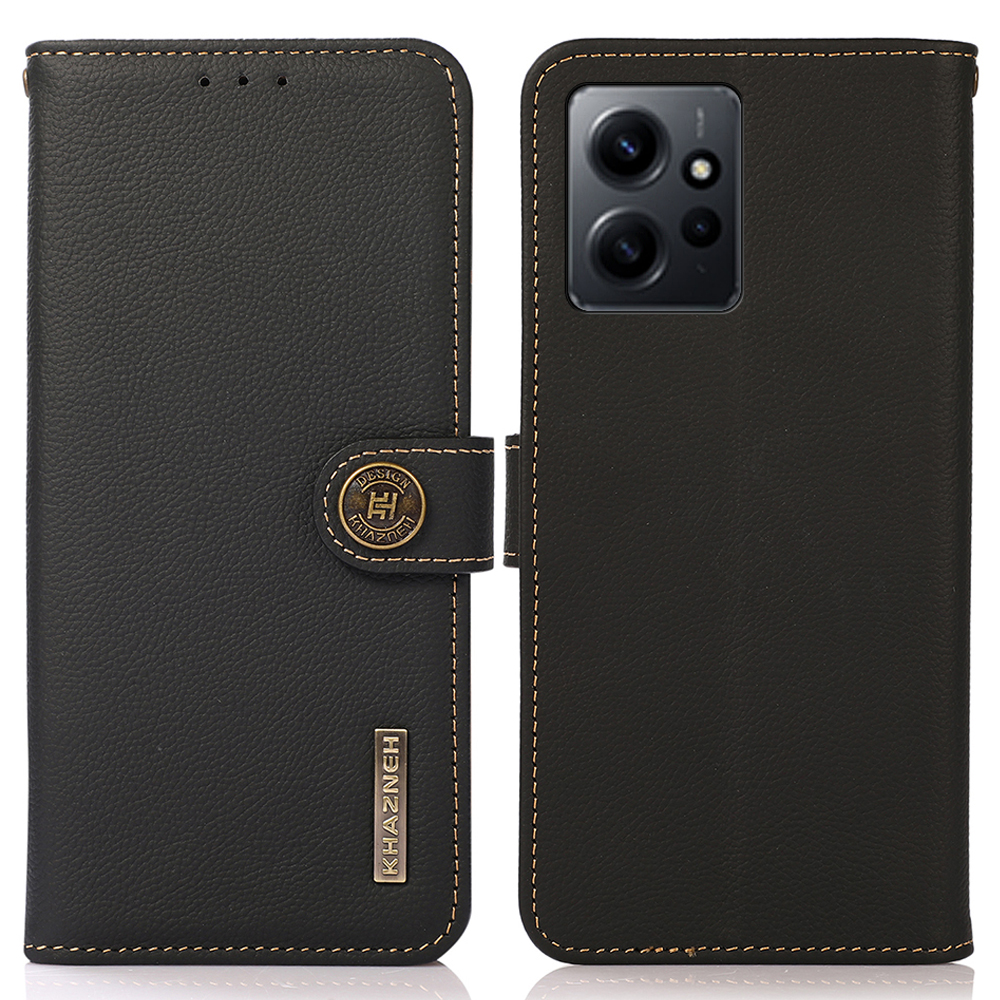 

Khazneh Für Xiaomi Redmi Note 12 4G Wallet Phone Hülle RFID Blockierende Echte Leder -handyabdeckung - Schwarz, Xiaomi Redmi Note 12 4G