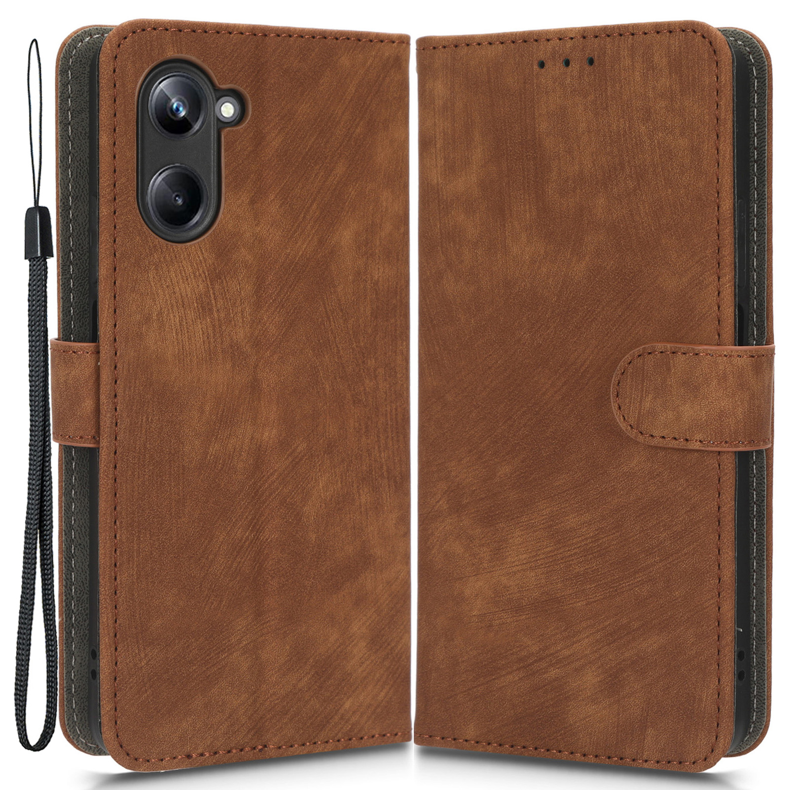 

Für Realme 10 Pro 5G RFID Blocking Wallet Hülle Ständer PU Leder -telefonabdeckung Mit Riemen - Braun, Realme 10 Pro 5G