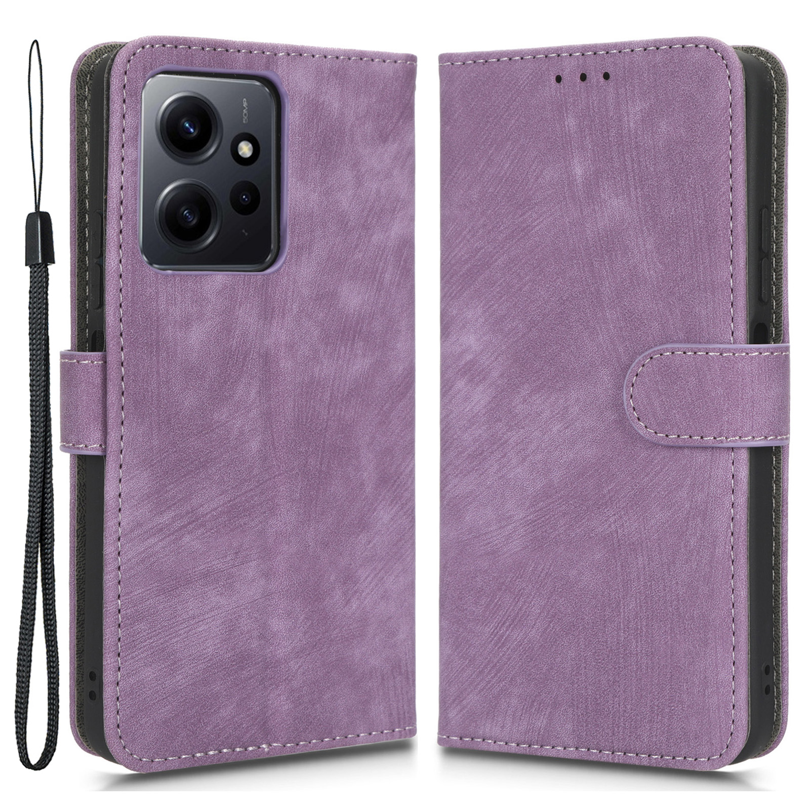 

Für Xiaomi Redmi Note 12 4G PU Leder Brieftasche Flip Hülle RFID -blockierungsständer Telefonabdeckung Mit Riemen - Lila, Xiaomi Redmi Note 12 4G