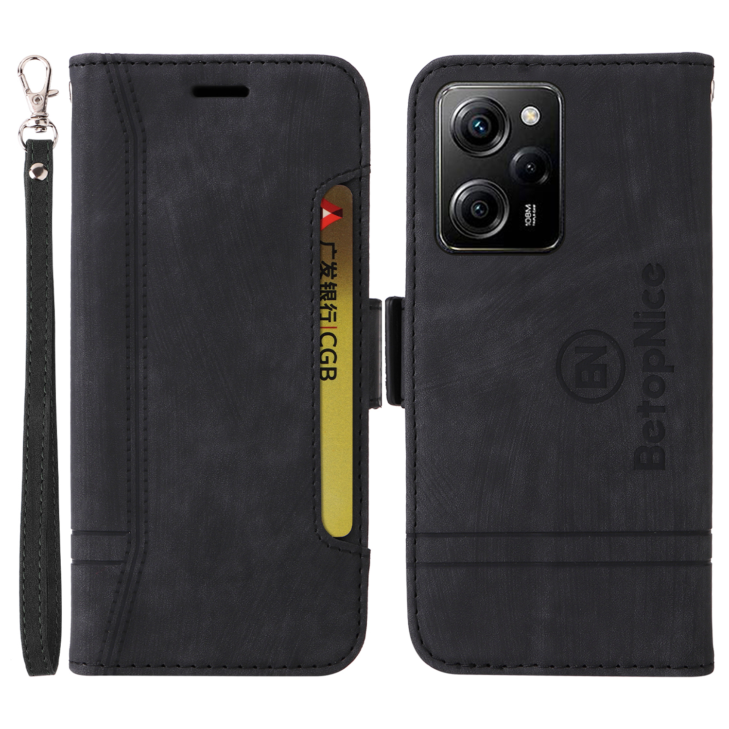 

Betopnice 001 Für Xiaomi Redmi Note 12 Pro Speed ​​5g / Poco X5 Pro 5g / Hinweis 12 Pro 5G Telefon Brieftaschenstand Hülle Abdeckung - Schwarz, Xiaomi Redmi Note 12 Pro Speed 5G