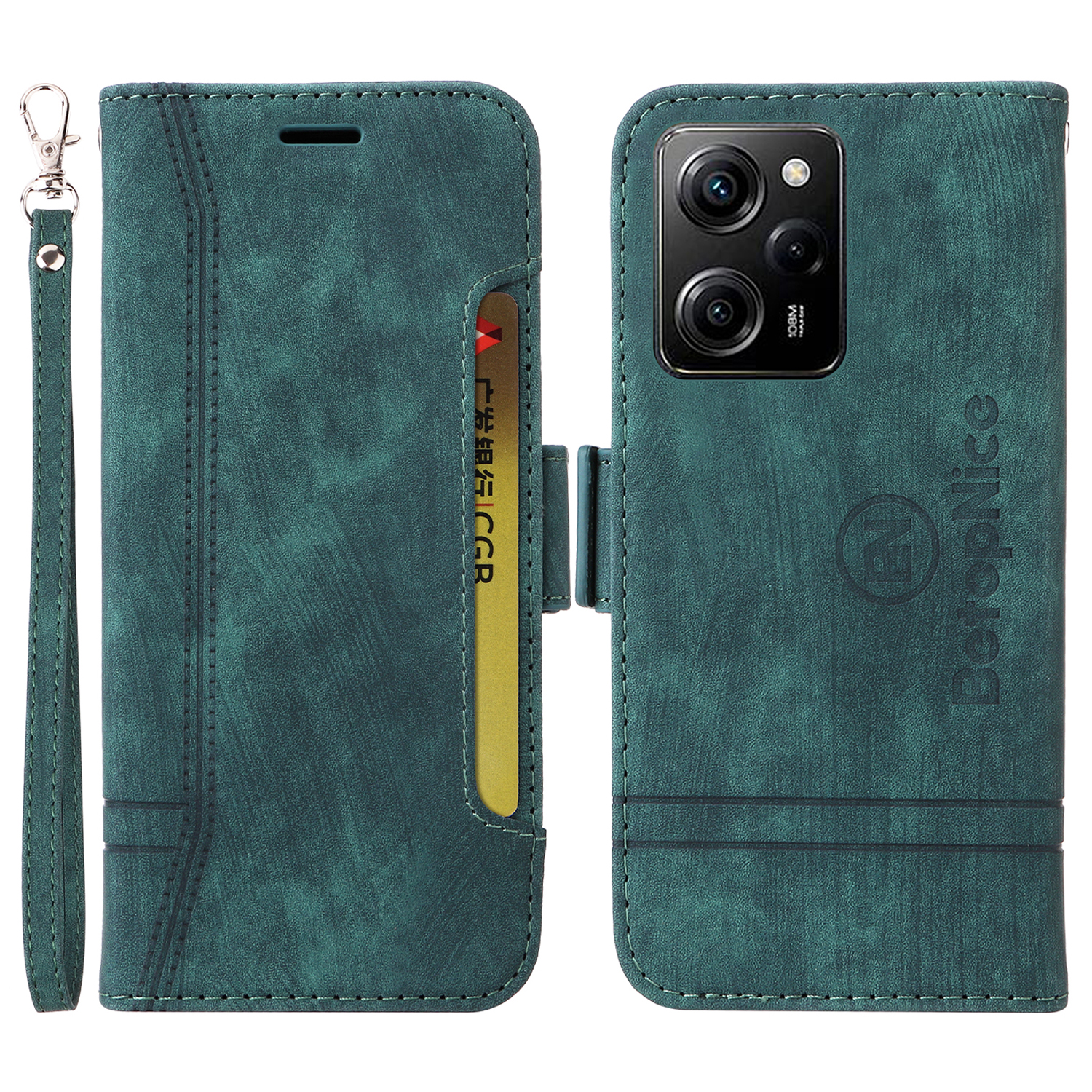 

Betopnice 001 Für Xiaomi Redmi Note 12 Pro Speed ​​5g / Poco X5 Pro 5g / Hinweis 12 Pro 5G Telefon Brieftaschenstand Hülle Abdeckung - Grün, Xiaomi Redmi Note 12 Pro Speed 5G