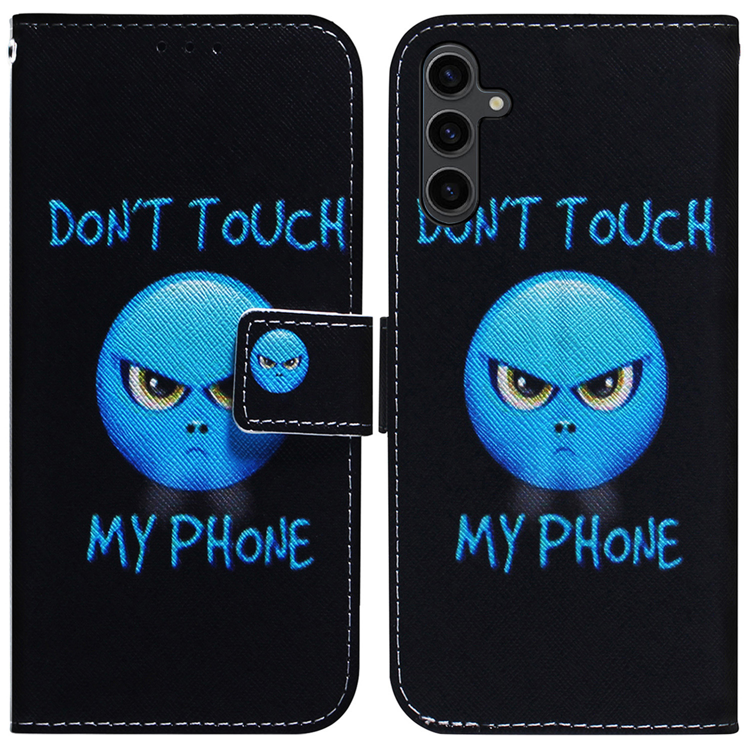 

Phone Case for Samsung Galaxy A24 4G Wallet Leather Cover Pattern Printing Phone Shell with Strap - Don't Touch My Phone, Galaxy A24 4G