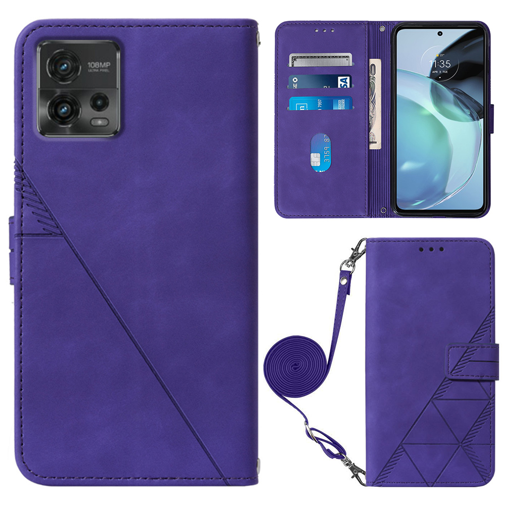 

Yb-spreng-serie-2-flip-koffer Für Motorola Moto G72 4G / 5G Eingeprägte Linien Telefonhülle Lederabdeckung - Lila, Motorola Moto G72 5G