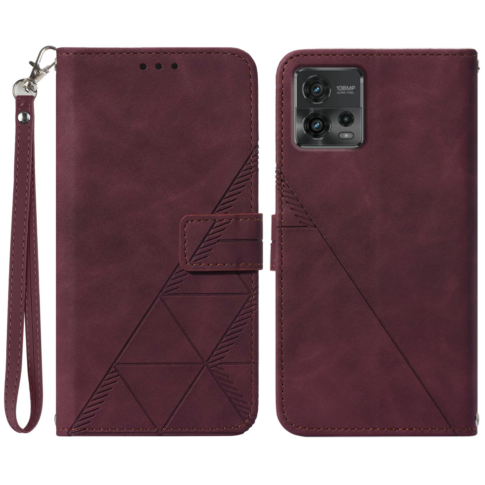 

Anti-fall-fall Für Motorola Moto G72 5G / 4G PU Leder Cover Yb-spartreihe-1 Eingeprägte Telefonschale - Weinrot, Motorola Moto G72 5G