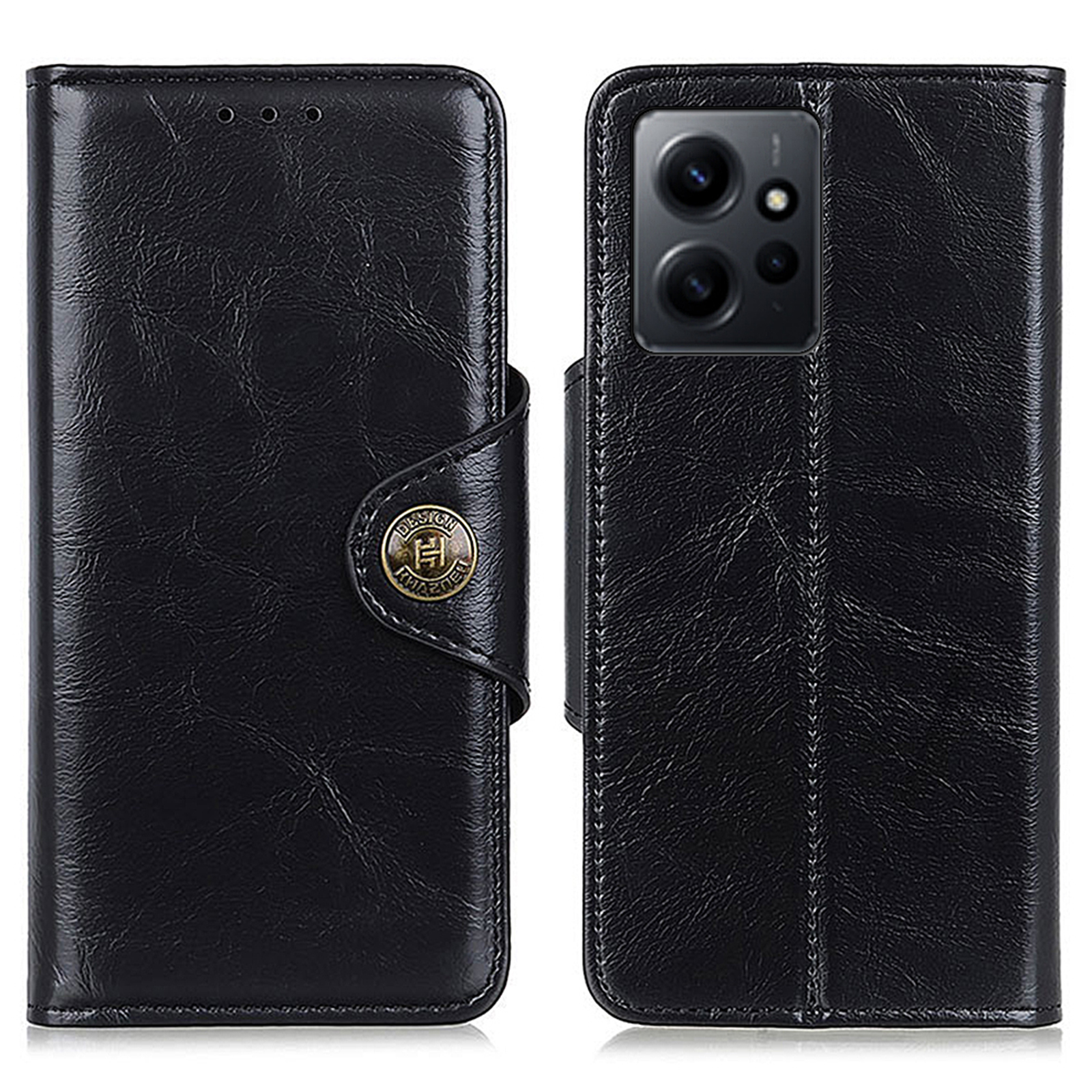 

Khazhen Für Xiaomi Redmi Note 12 4G Wallet Stand Phone Hülle Leder+tpu -handyabdeckung - Schwarz, Xiaomi Redmi Note 12 4G