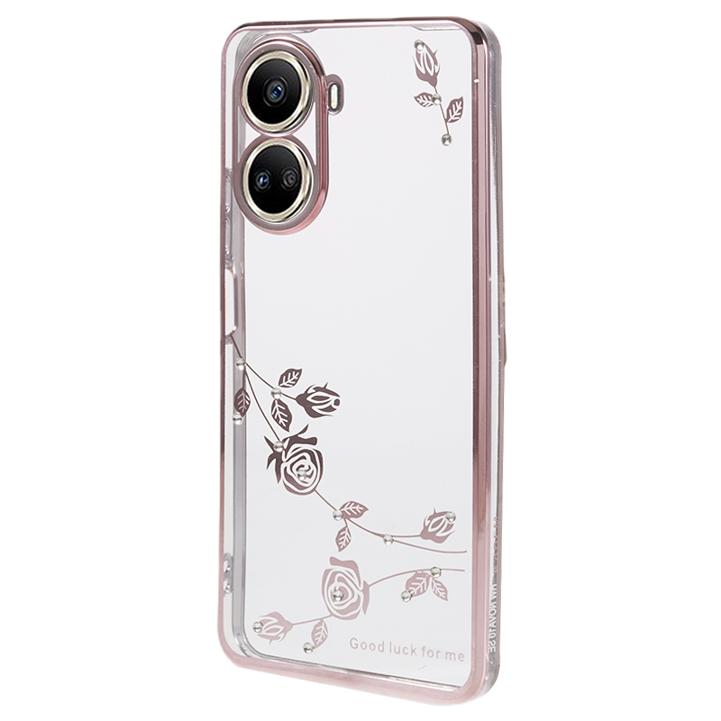 

Für Huawei Nova 10 SE 4G Elektroplatte Telefonhülle Strass Dekor Blumenmuster TPU -abdeckung - Roségold, Huawei nova 10 SE 4G