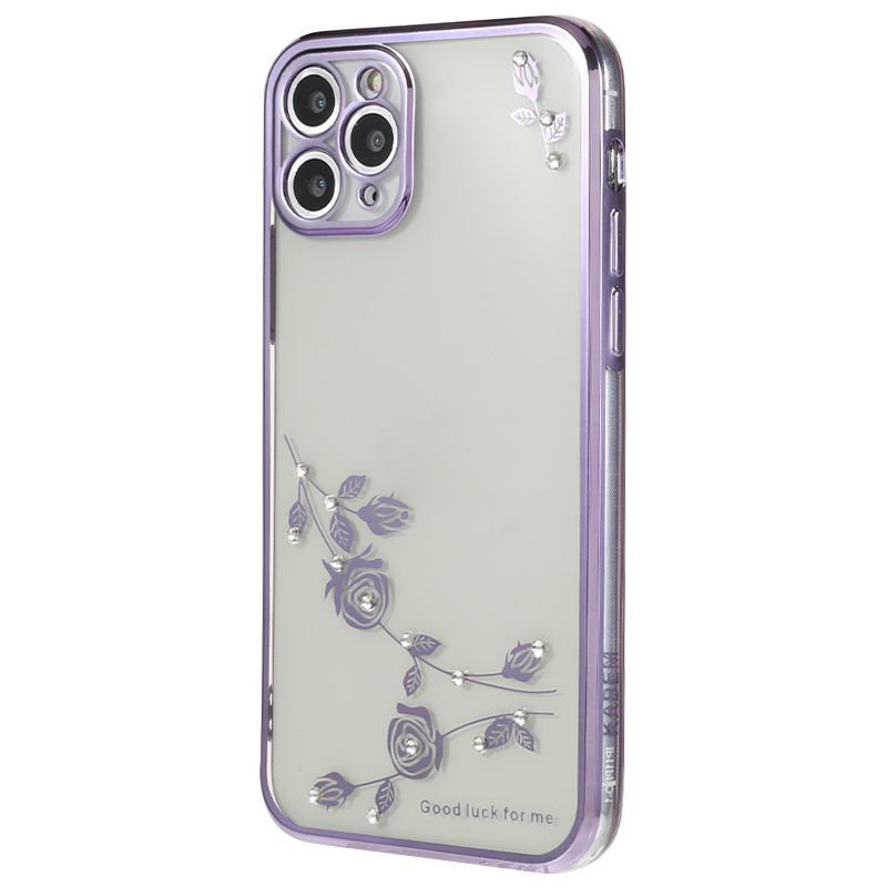 

Strass -dekor -telefonschale Für Iphone 11 Pro 5,8 Zoll, Blumenmuster Weiche TPU -elektro -rückzugabdeckung - Lila, iPhone 11 Pro