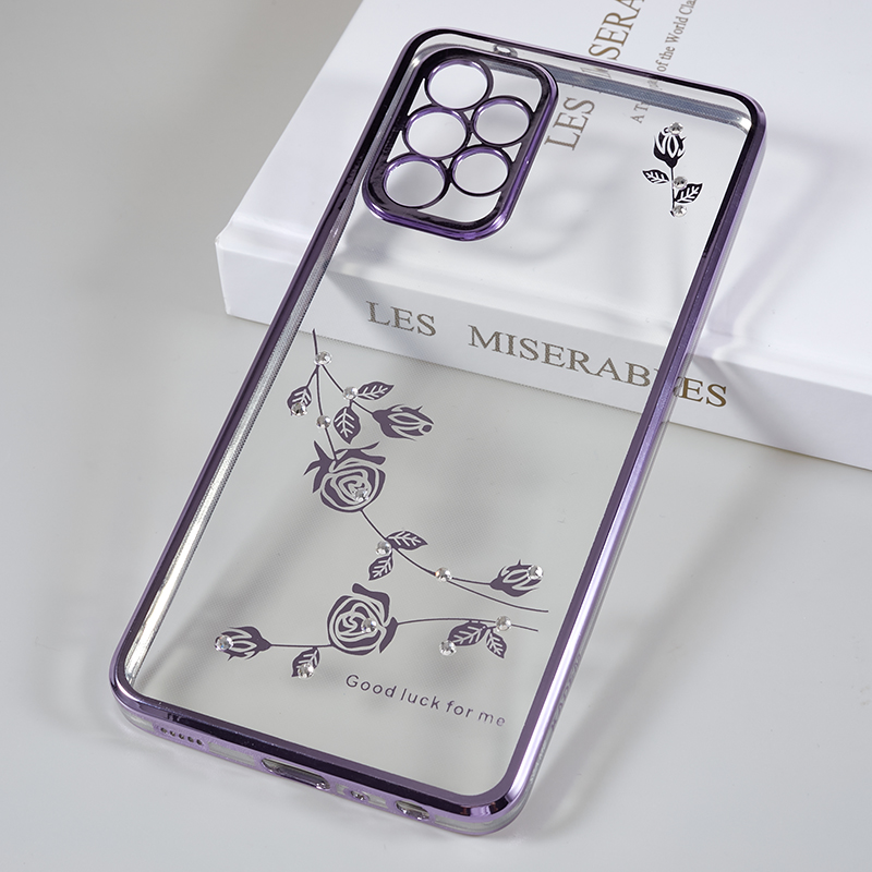 

Strass -dekor TPU -telefonhülle Für Samsung Galaxy A73 5G Back Shell Blumenmuster Elektroplatte Telefonabdeckung - Lila, Samsung Galaxy A73 5G