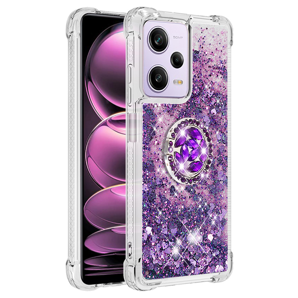 

Für Xiaomi Redmi Note 12 Pro 5G YB Ticksand Series-7 TPU Telefon Case Kickstand Cover - Dunkelviolett / Herz, Xiaomi Redmi Note 12 Pro 5G