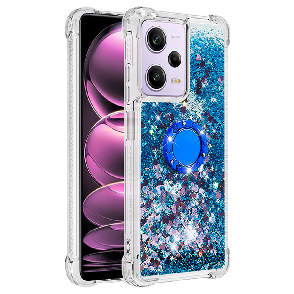 

Für Xiaomi Redmi Note 12 Pro 5G YB Ticksand Series-7 TPU Telefon Case Kickstand Cover - Blau / Herzen, Xiaomi Redmi Note 12 Pro 5G