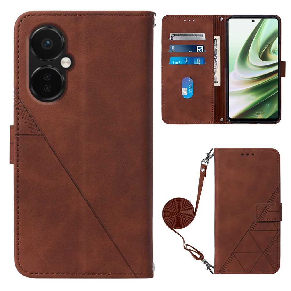 

Yb-printing Series-2 Anti-drop-hülle Für OnePlus Nord CE 3 Leder Flip Cover Gedrucktes Linien Business Phone Hülle - Braun, OnePlus Nord CE 3 Lite 5G