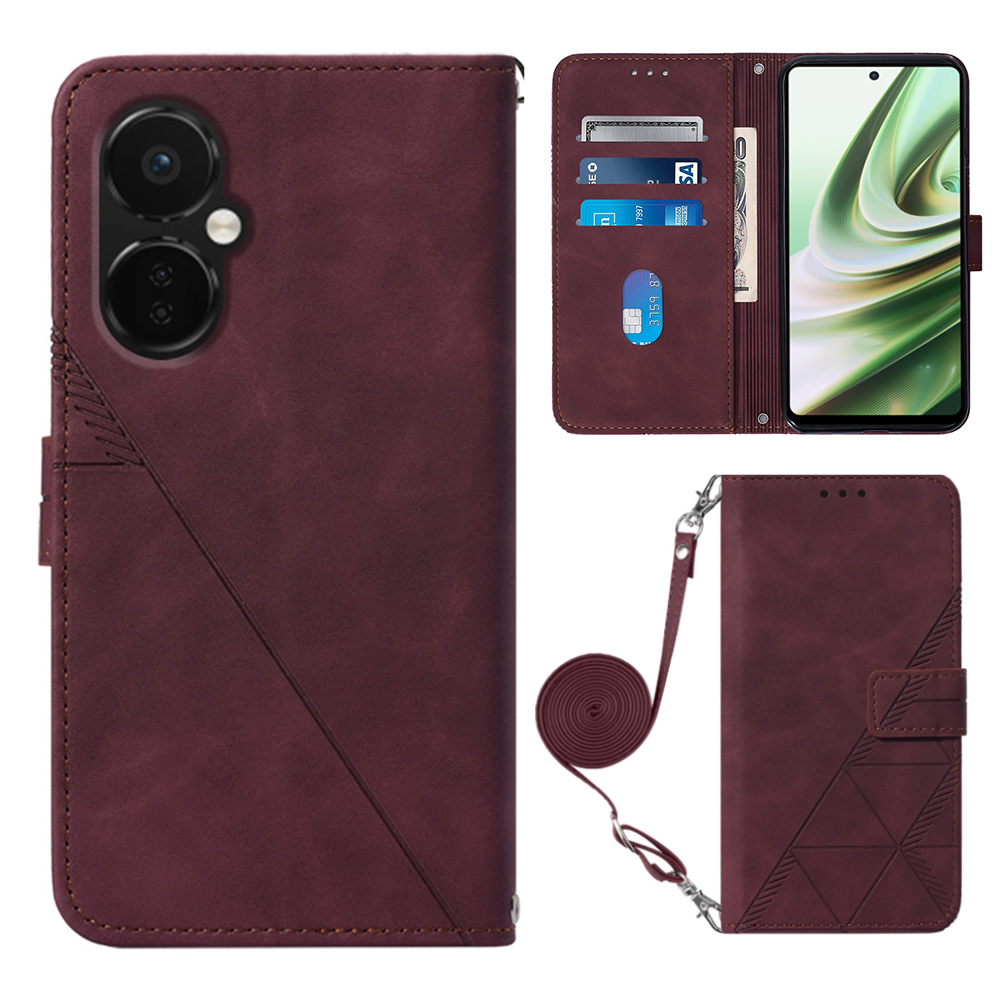 

Yb-printing Series-2 Anti-drop-hülle Für OnePlus Nord CE 3 Leder Flip Cover Gedrucktes Linien Business Phone Hülle - Weinrot, OnePlus Nord CE 3 Lite 5G