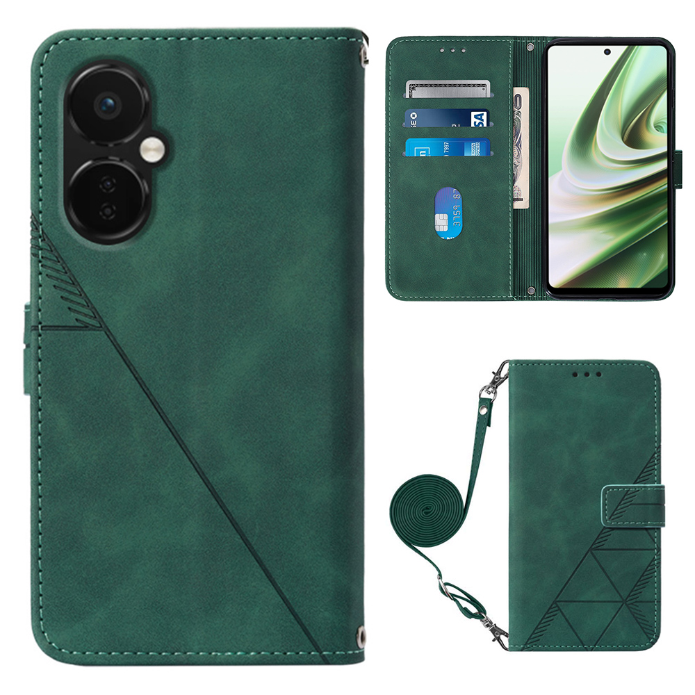 

Yb-printing Series-2 Anti-drop-hülle Für OnePlus Nord CE 3 Leder Flip Cover Gedrucktes Linien Business Phone Hülle - Schwarzgrün, OnePlus Nord CE 3 Lite 5G