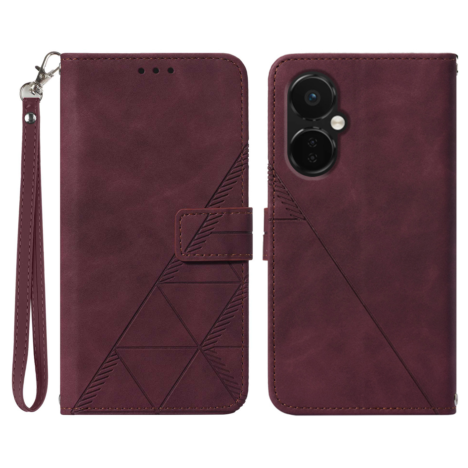 

Schocksicherer Koffer Für OnePlus Nord CE 3 PU Lederabdeckung YB Spürung Serie-1 Eingeprägte Telefonschale - Weinrot, OnePlus Nord CE 3 Lite 5G