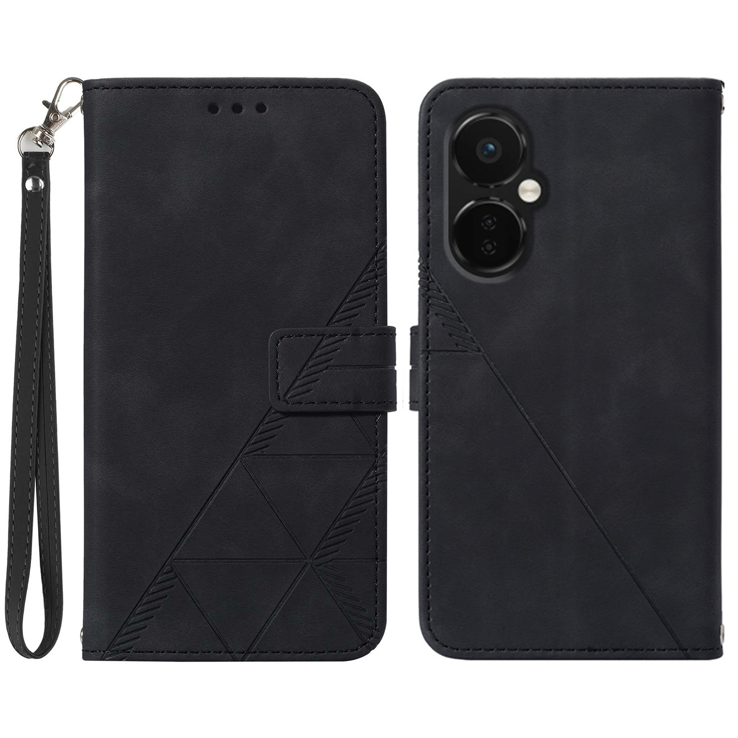 

Schocksicherer Koffer Für OnePlus Nord CE 3 PU Lederabdeckung YB Spürung Serie-1 Eingeprägte Telefonschale - Schwarz, OnePlus Nord CE 3 Lite 5G