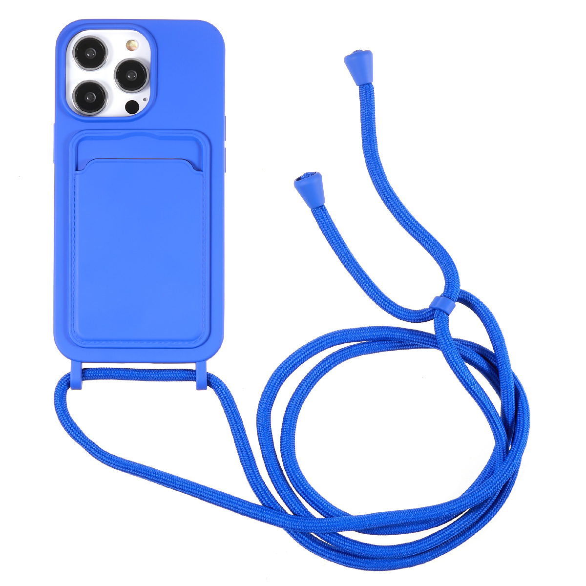

Phone Case for iPhone 14 Pro Liquid Silicone Cover Anti-Scratch Shockproof Case with Card Slot, Strap - Sapphire, iPhone 14 Pro
