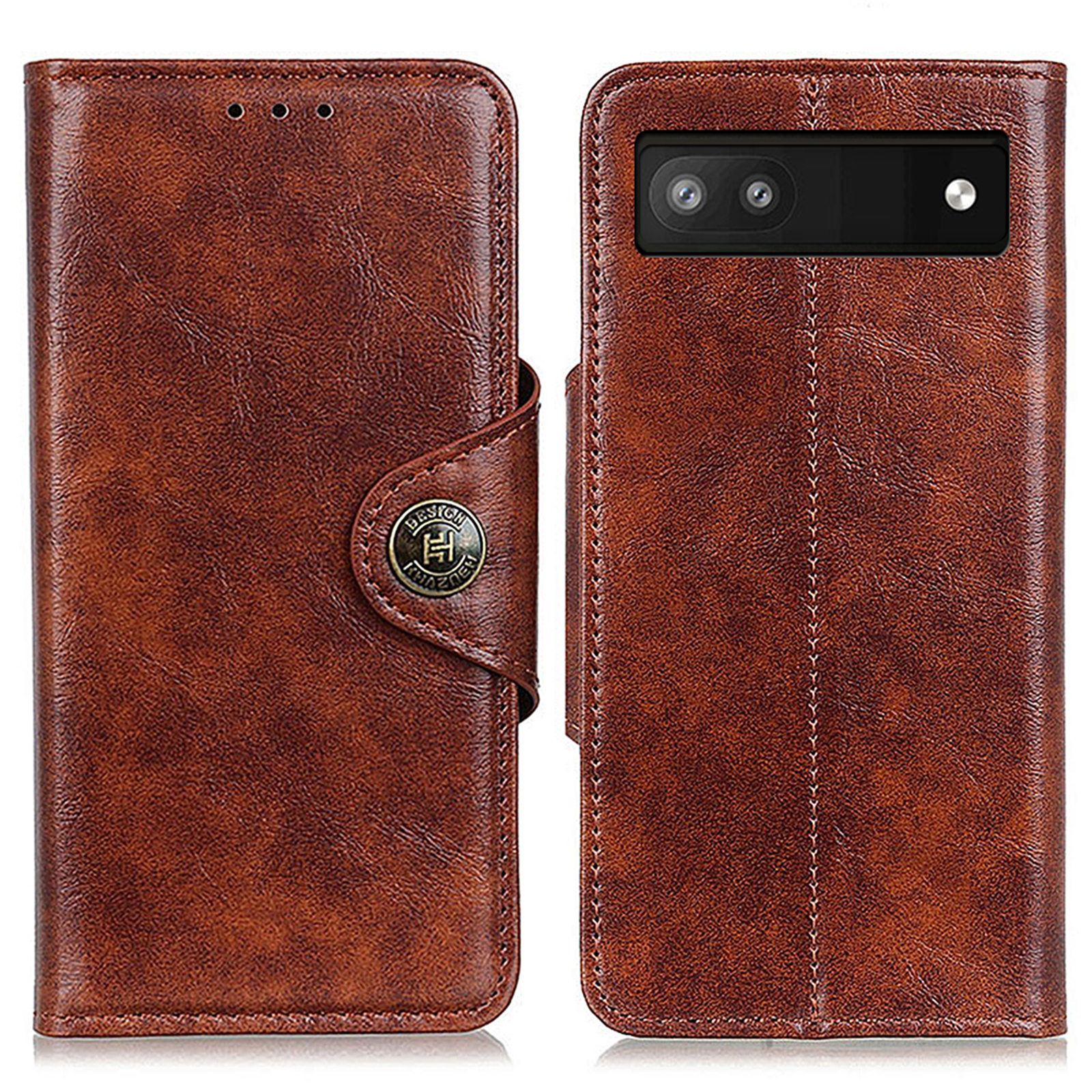 

Khazhen Für Google Pixel 7a PU Leder Brieftasche Smartphone Cover Mobiltelefonständer Hülle - Braun, Google Pixel 7a