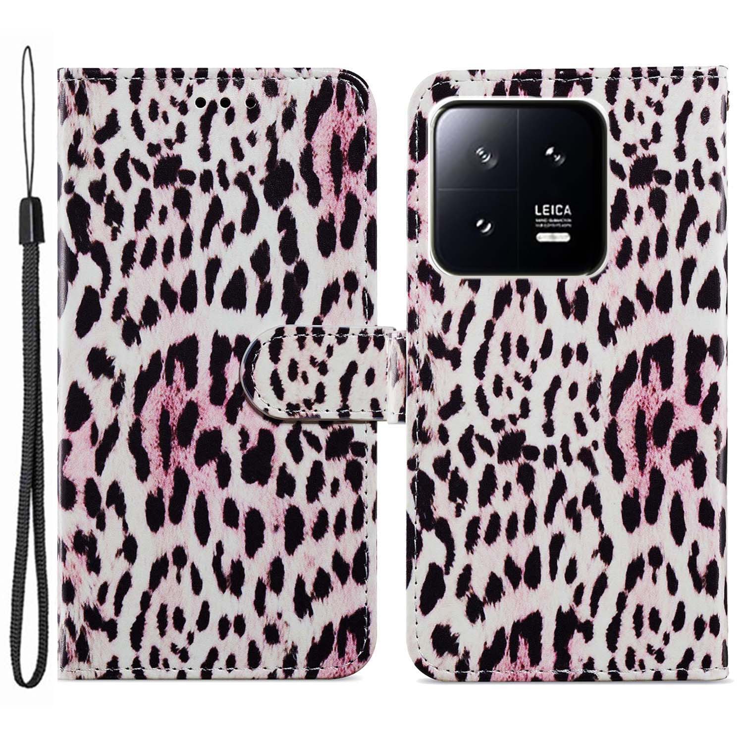 

Lederständer Telefonhülle Für Xiaomi 13 5g, Muster Druckbrieftasche Telefonabdeckung Mit Riemen - Leopard, Xiaomi 13