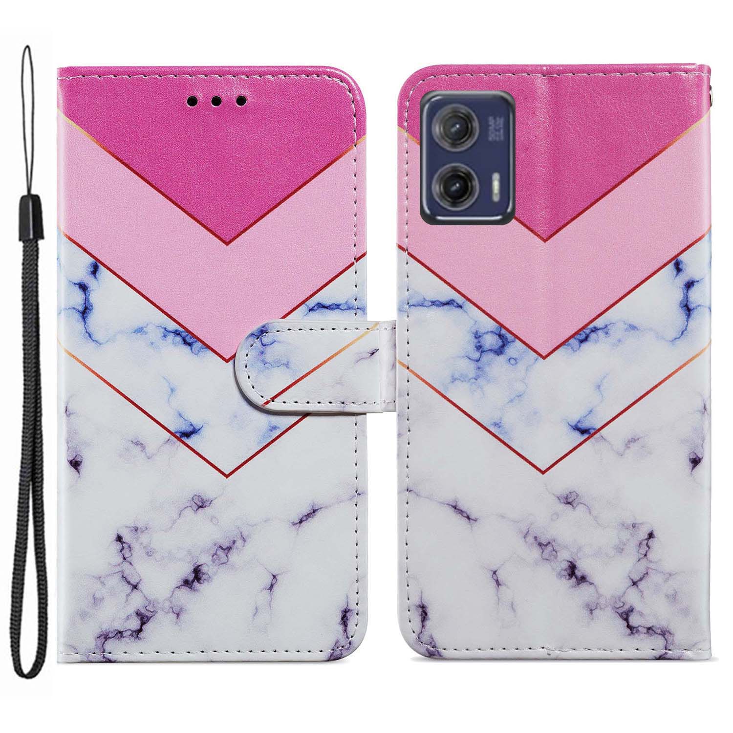 

Für Motorola Moto G73 5G Muster Druckleder -flip -telefon -hülle Wallet Wallet Cover Mit Riemen - Rauch Marmor, Motorola Moto G73 5G