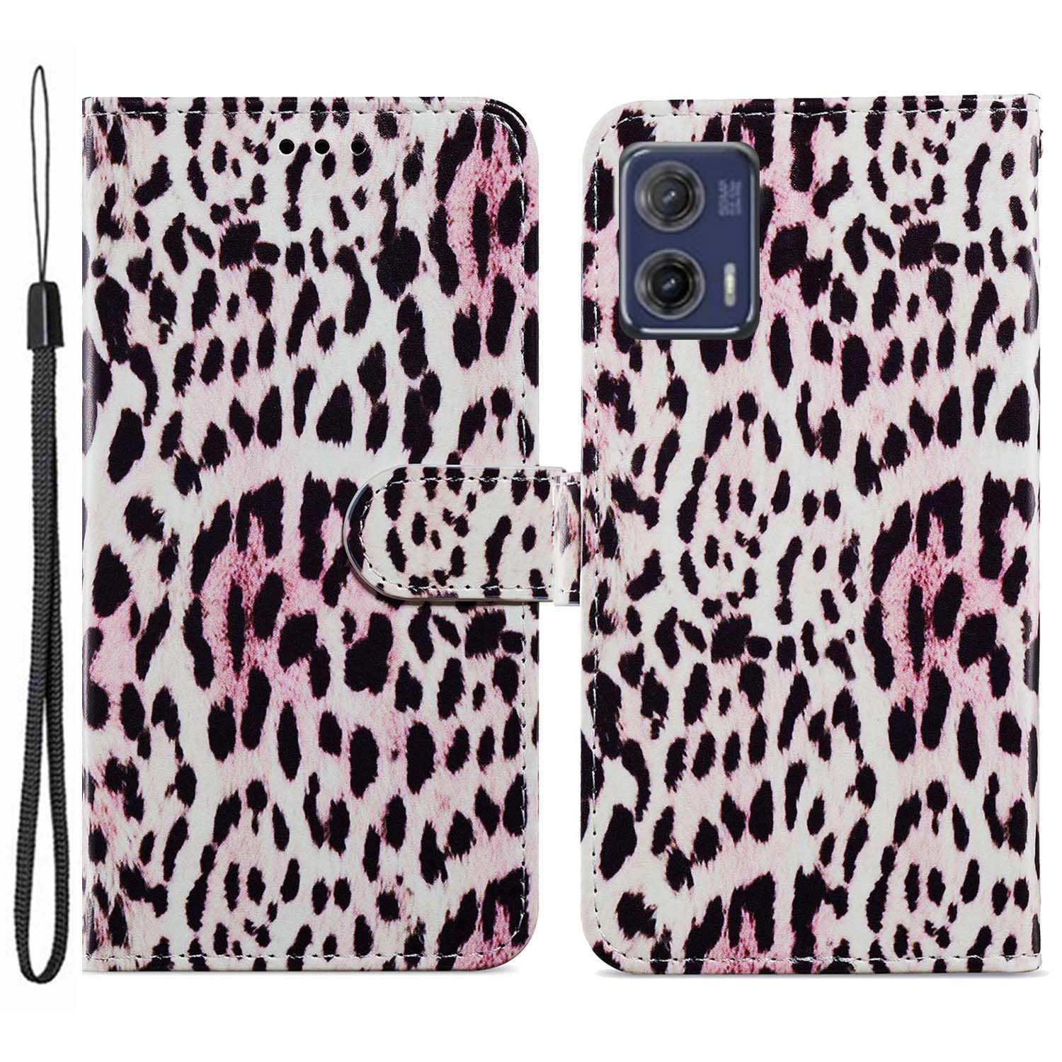 

Für Motorola Moto G73 5G Muster Druckleder -flip -telefon -hülle Wallet Wallet Cover Mit Riemen - Leopard, Motorola Moto G73 5G