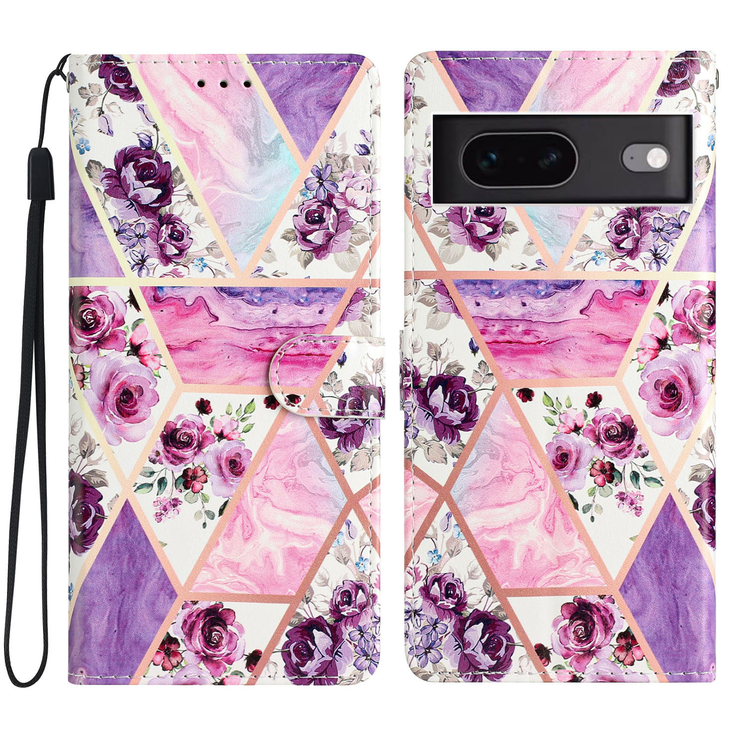 

Für Google Pixel 7 5G PU Leder Muster Druckphase Wallet Stand Flip Folio Cover - Lilane Blumen, Google Pixel 7 5G