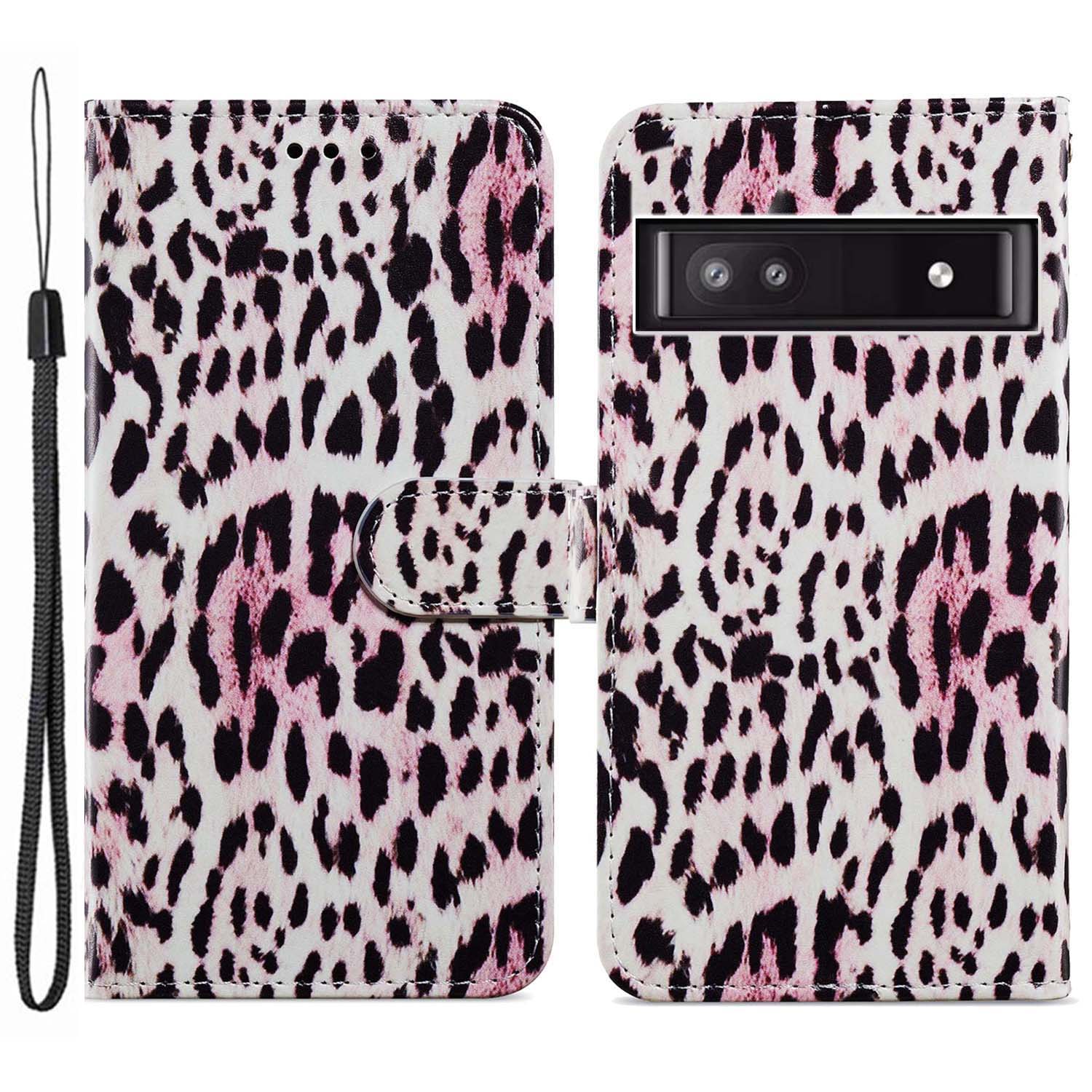 

Für Google Pixel 7a Pu-ledermuster-druck Telefonabdeckung Brieftasche Anti-drogen-schutzhülle - Leopard, Google Pixel 7a