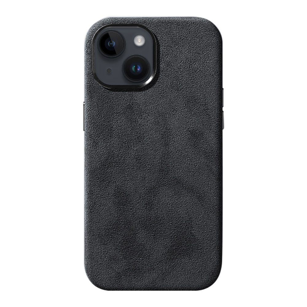 

Für Das Iphone 14 Plus Kratzproof Zurückschale Velengeschichtete PC -telefonhülle Mit Metallknopf - Dunkelgrau, iPhone 14 Plus